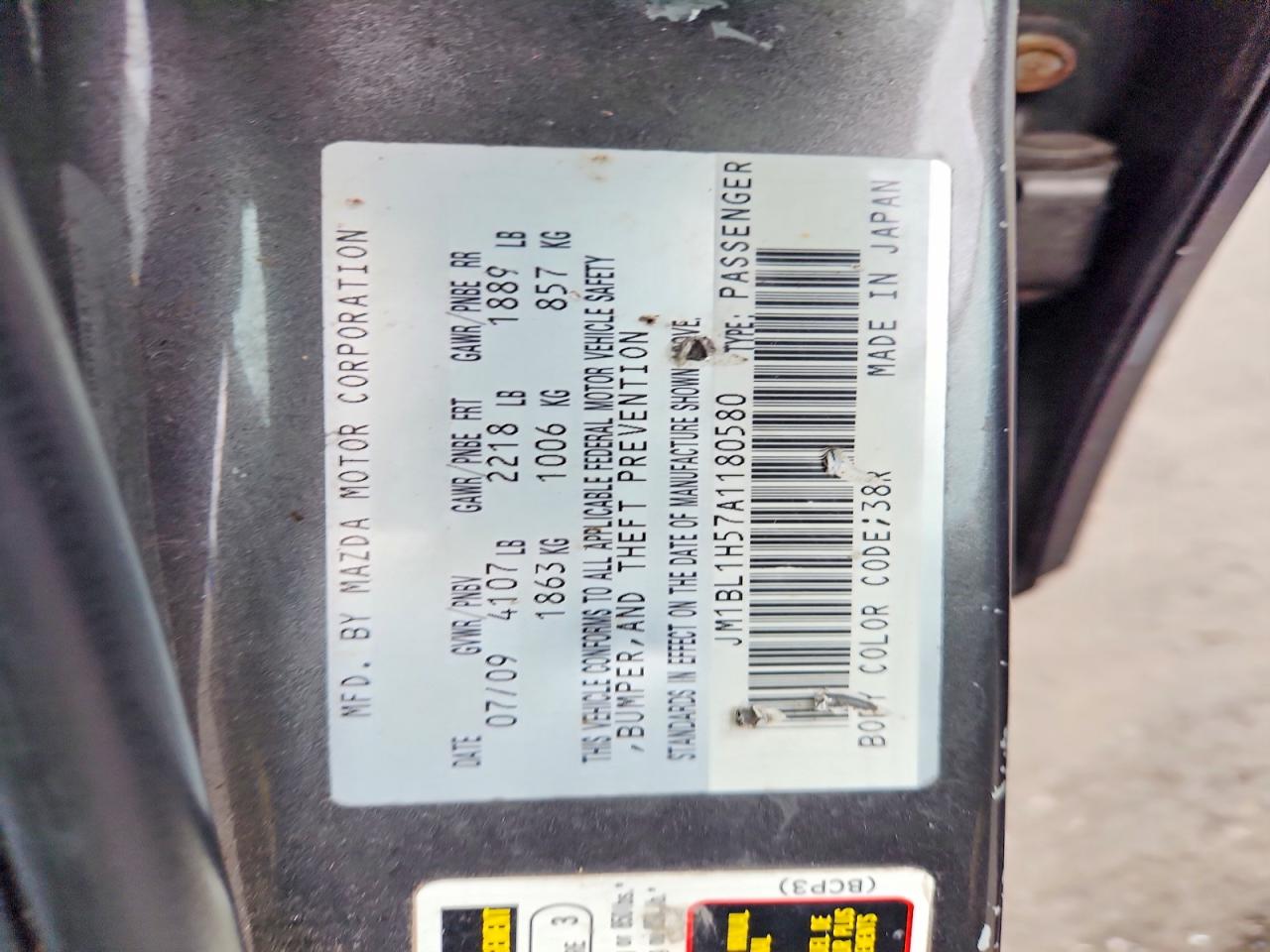 2010 Mazda 3 S Charcoal vin: JM1BL1H57A1180580