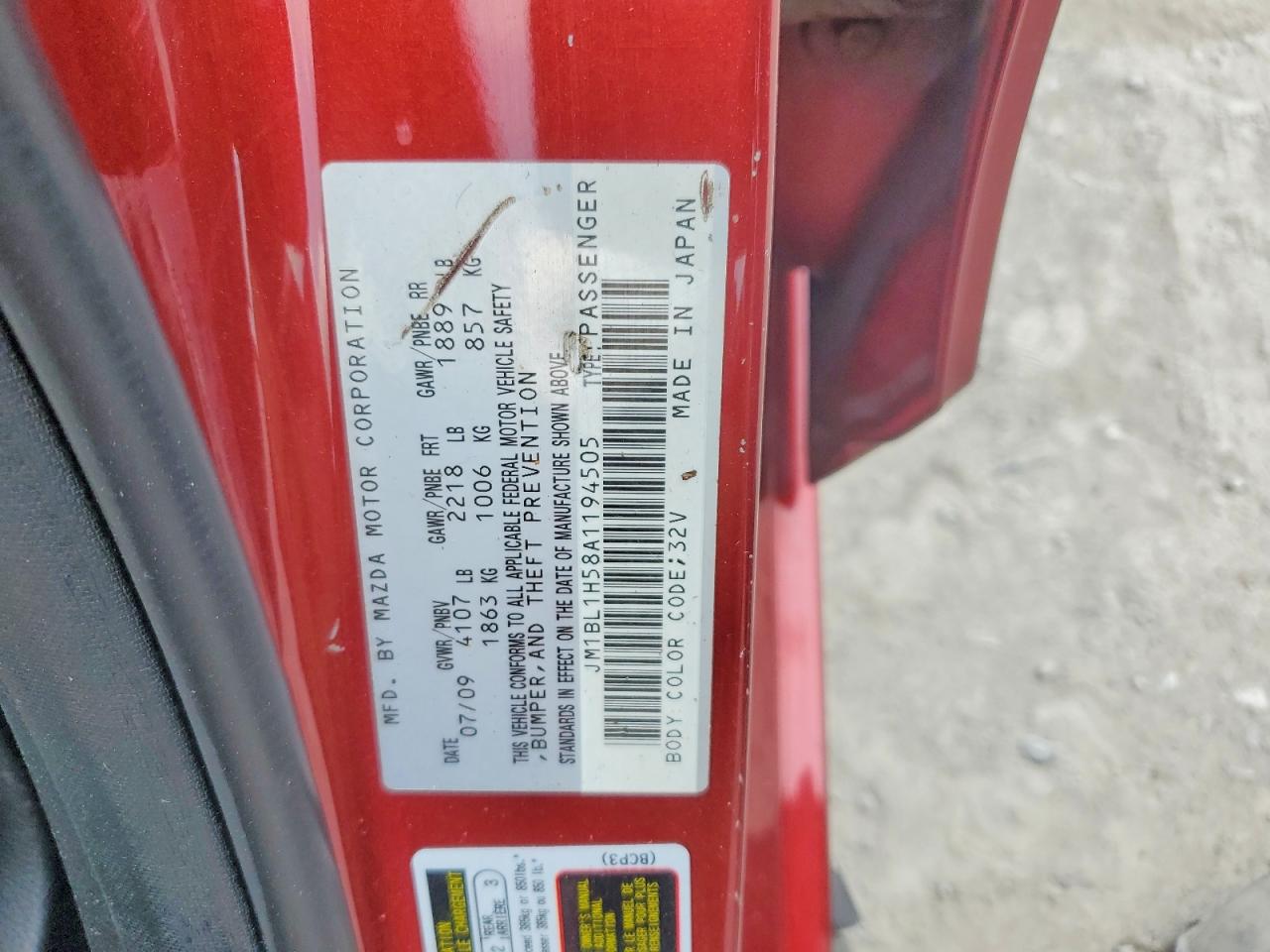 2010 Mazda 3 S Красный vin: JM1BL1H58A1194505