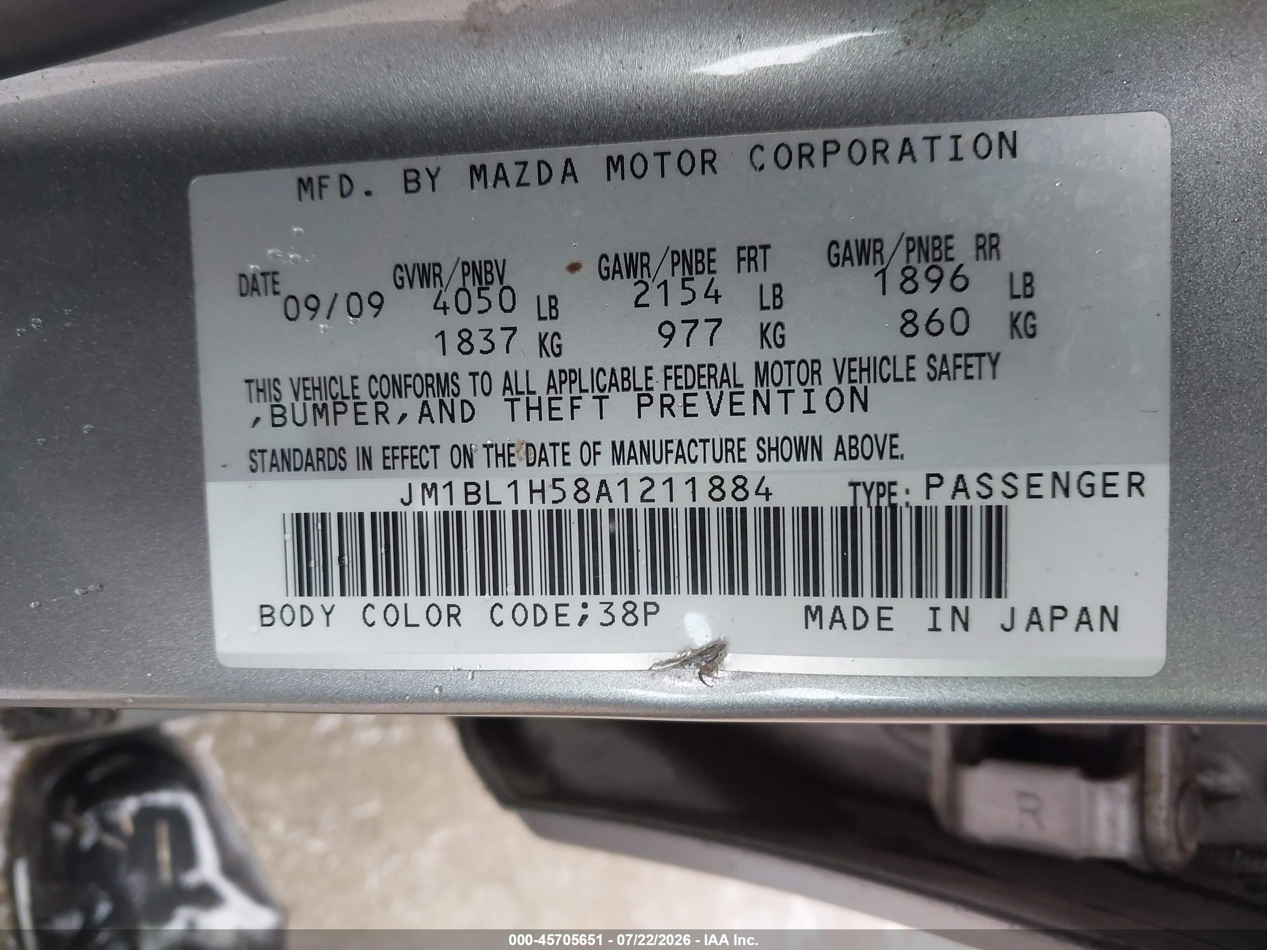 2010 Mazda Mazda3   Silver vin: JM1BL1H58A1211884