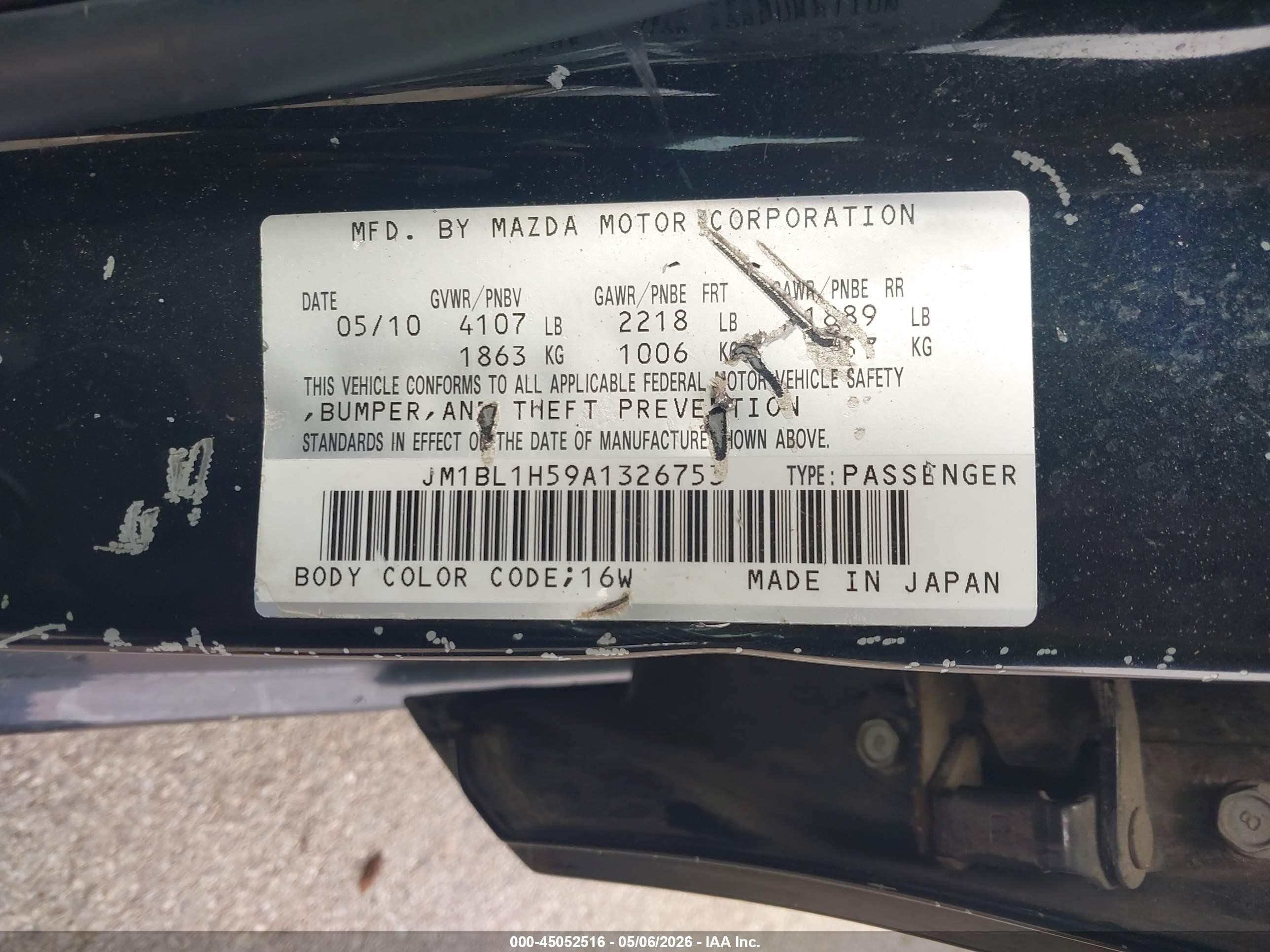 2010 Mazda Mazda3 S Sport Черный vin: JM1BL1H59A1326753