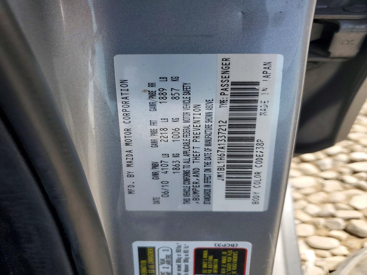 2010 Mazda 3 S Charcoal vin: JM1BL1H67A1337212