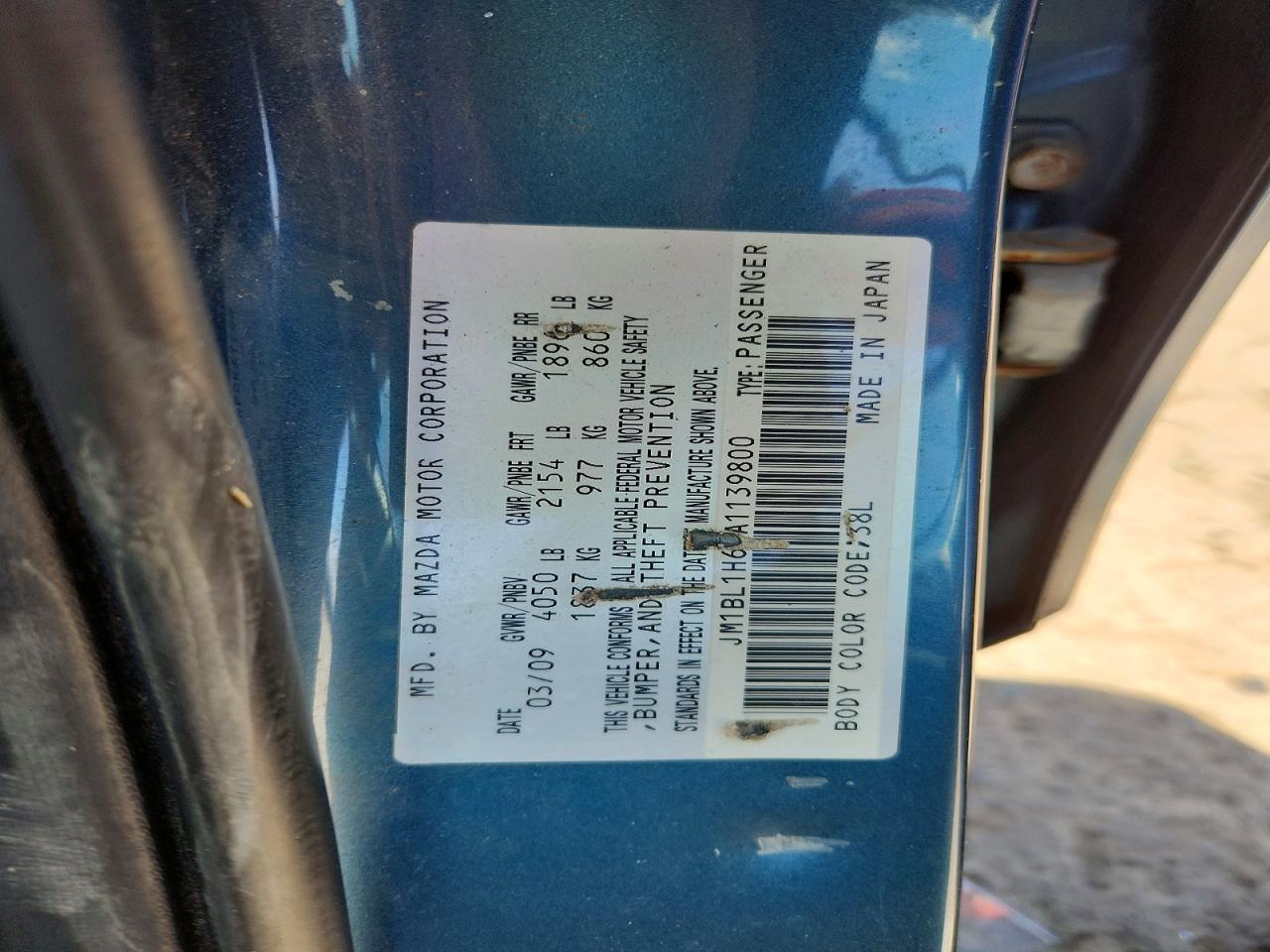 2010 Mazda 3 S Blue vin: JM1BL1H69A1139800