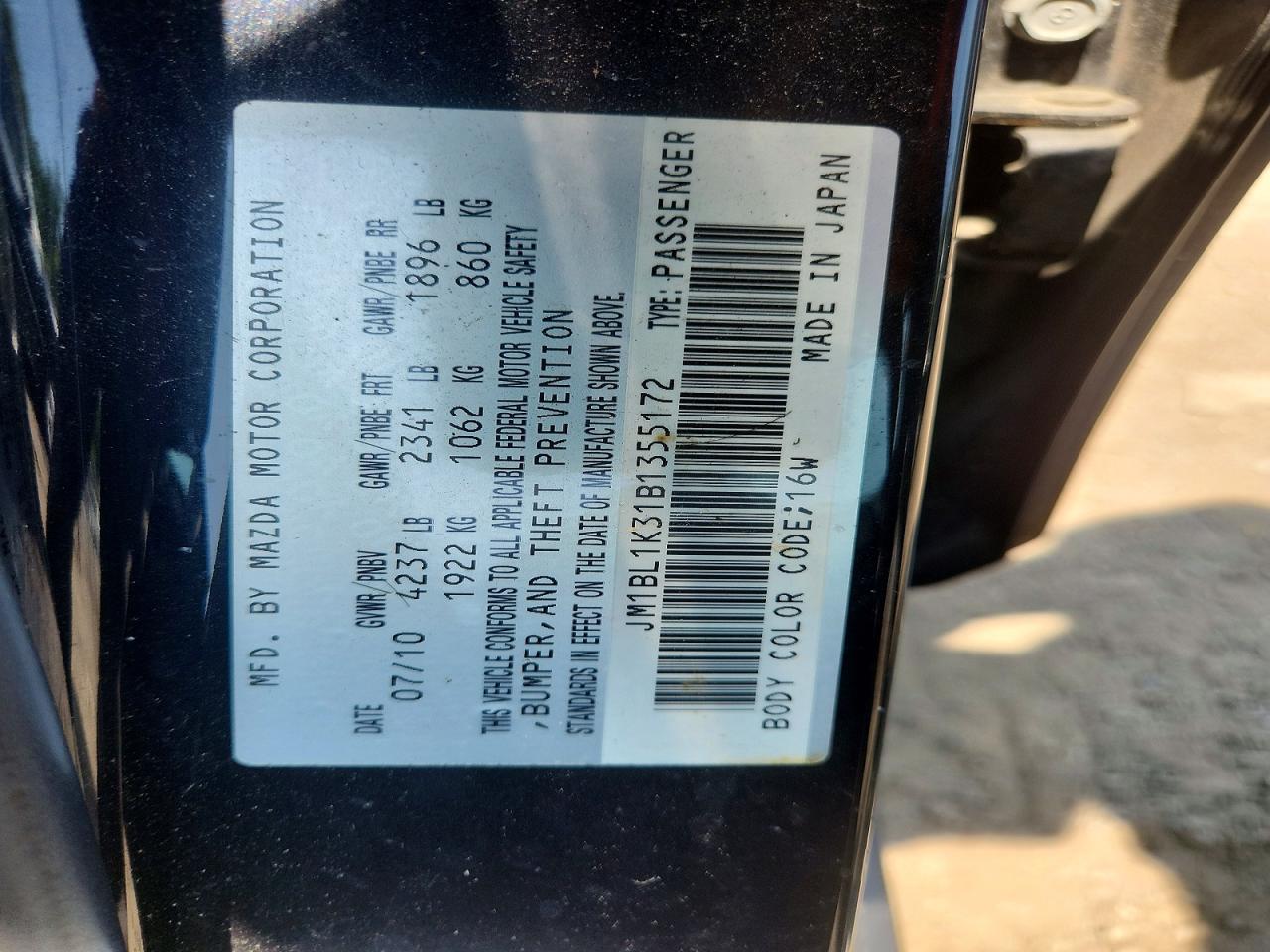 2011 Mazda Speed 3 Black vin: JM1BL1K31B1355172