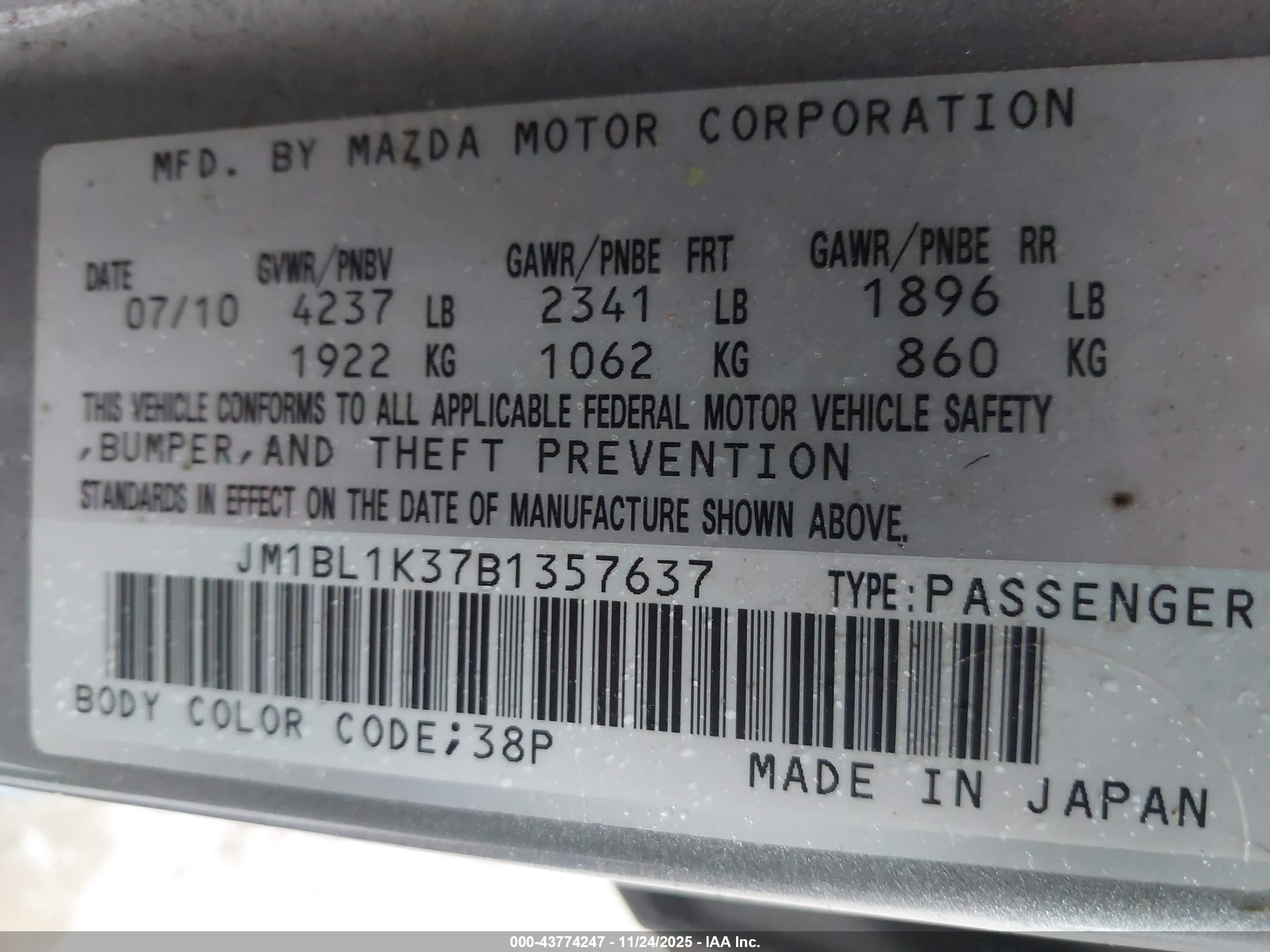 2011 Mazda Mazdaspeed3 Sport Gray vin: JM1BL1K37B1357637