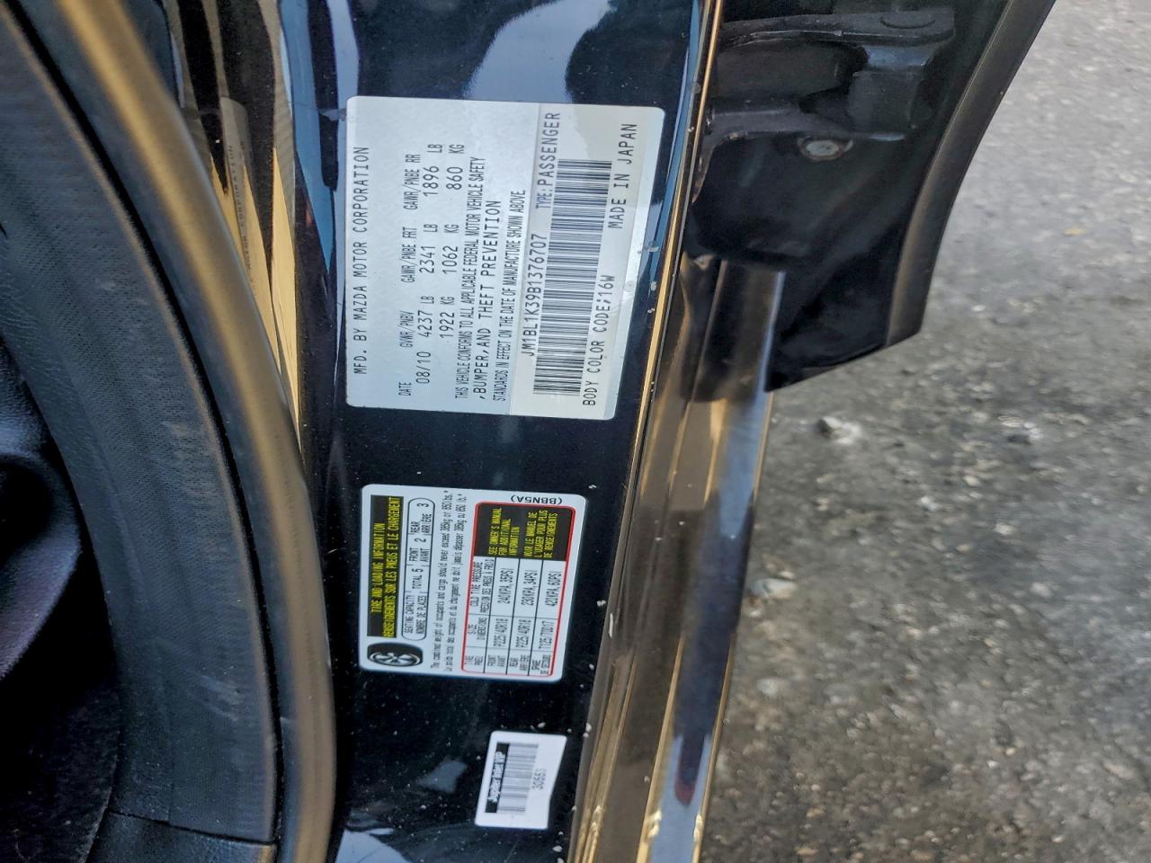 2011 Mazda Speed 3 Black vin: JM1BL1K39B1376707
