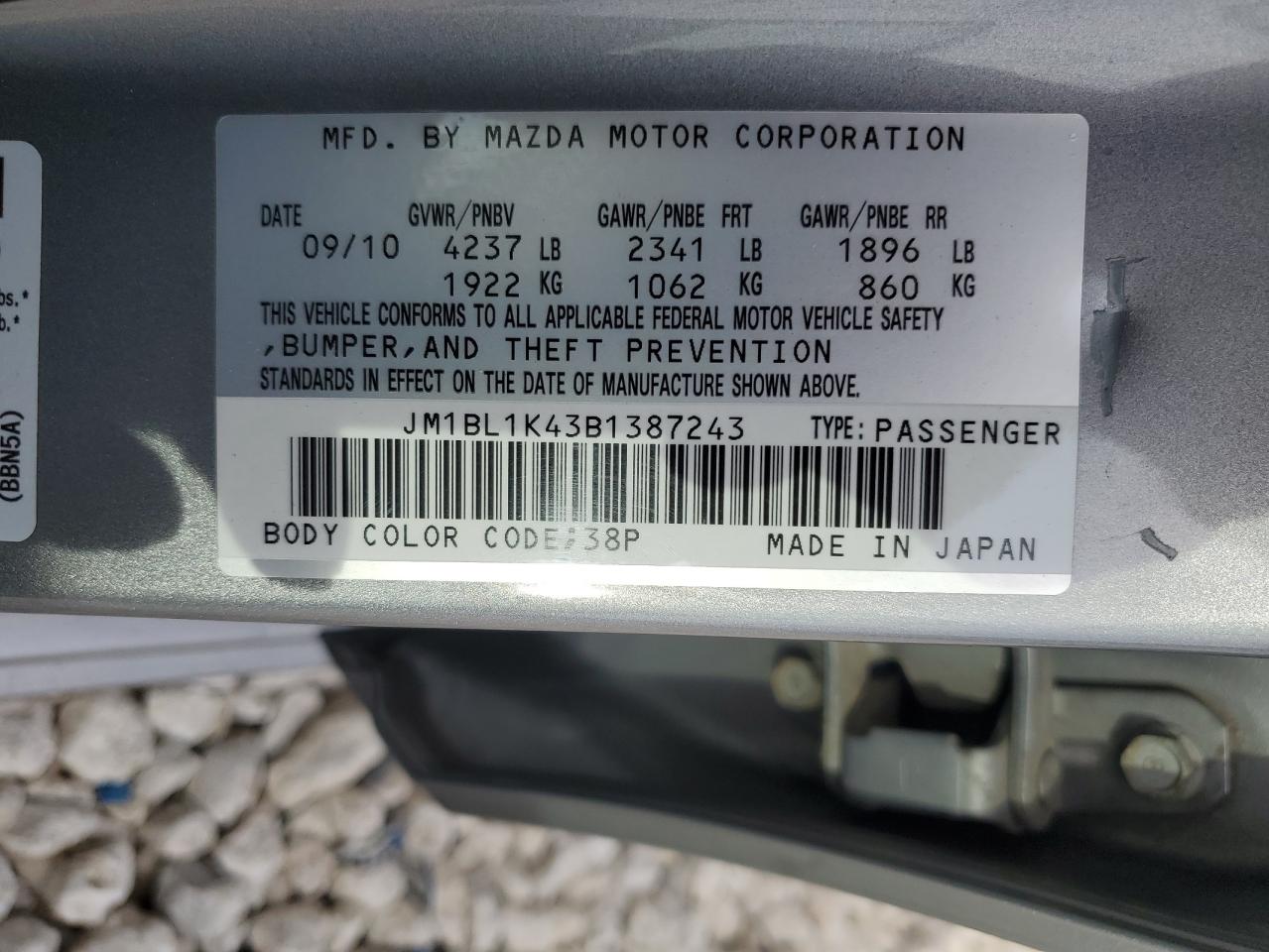 2011 Mazda Speed 3 Silver vin: JM1BL1K43B1387243