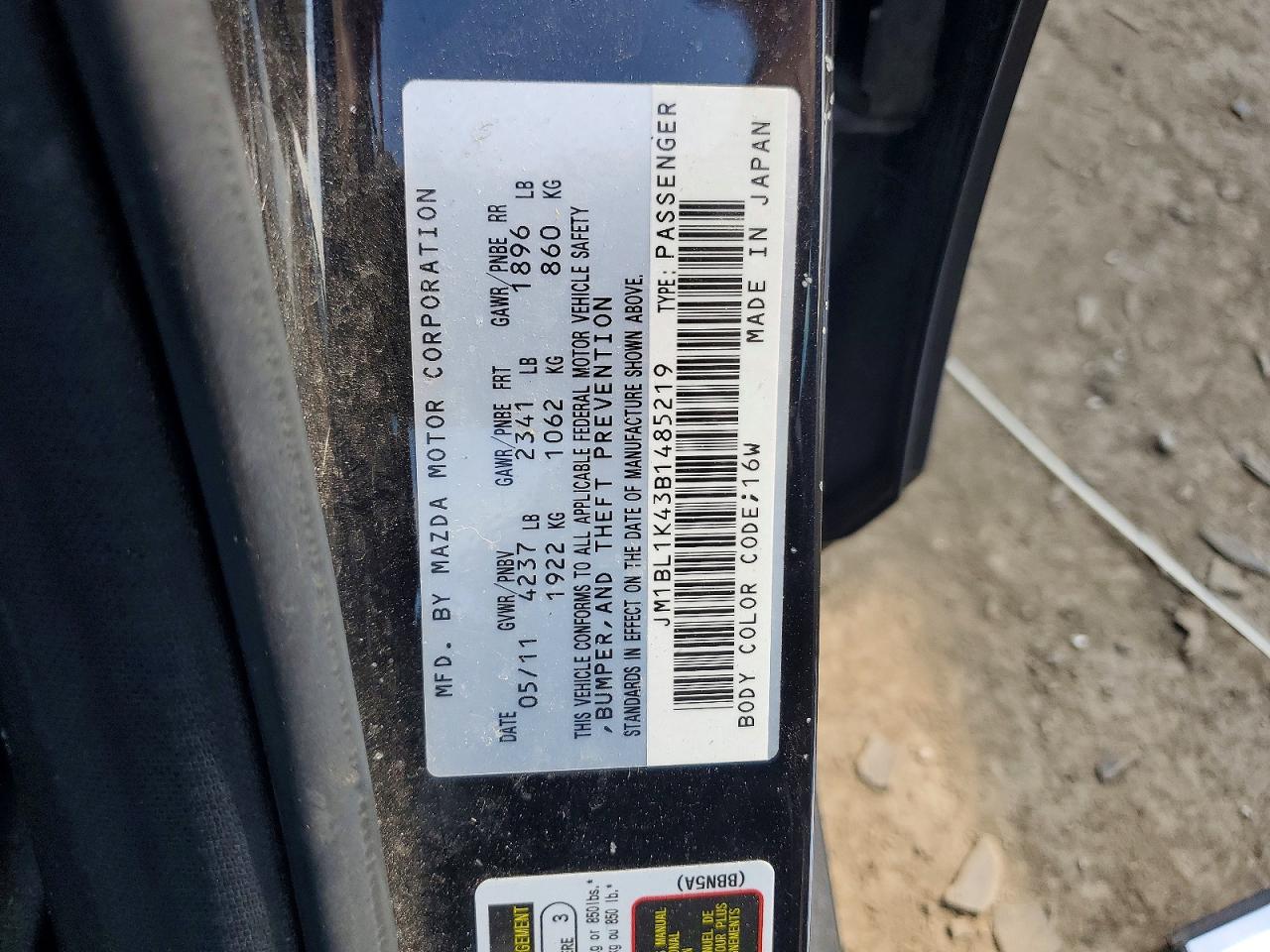 2011 Mazda Speed 3 Black vin: JM1BL1K43B1485219