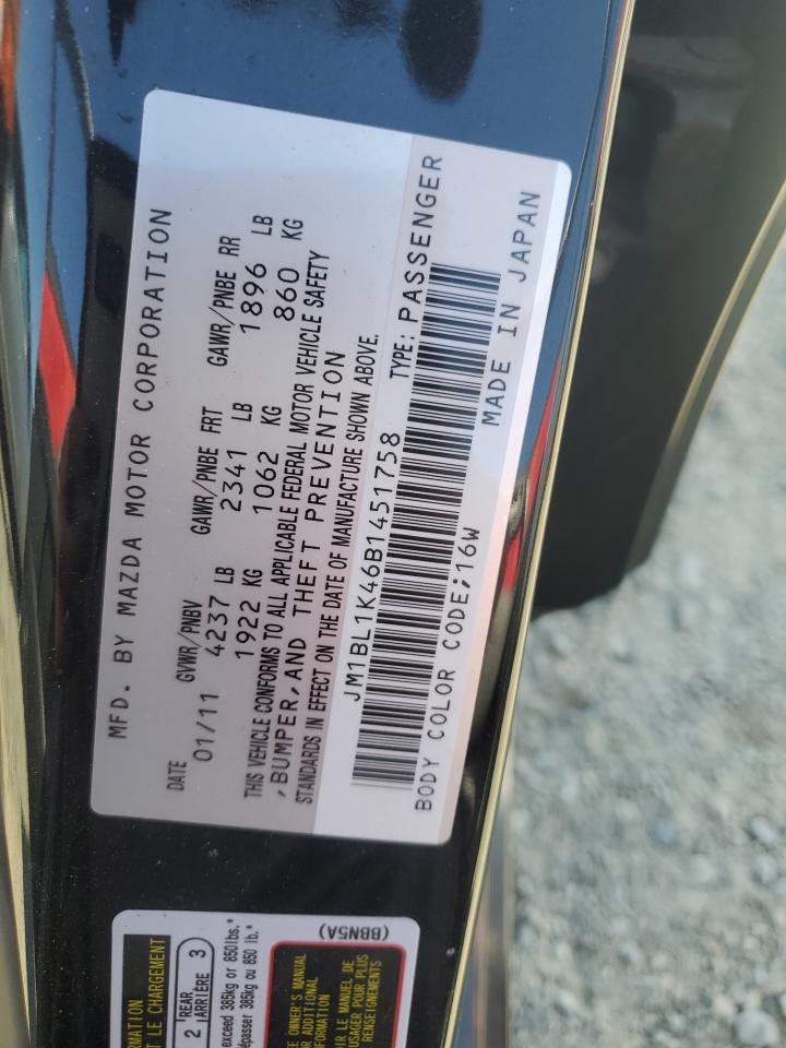 2011 Mazda Speed 3 Black vin: JM1BL1K46B1451758