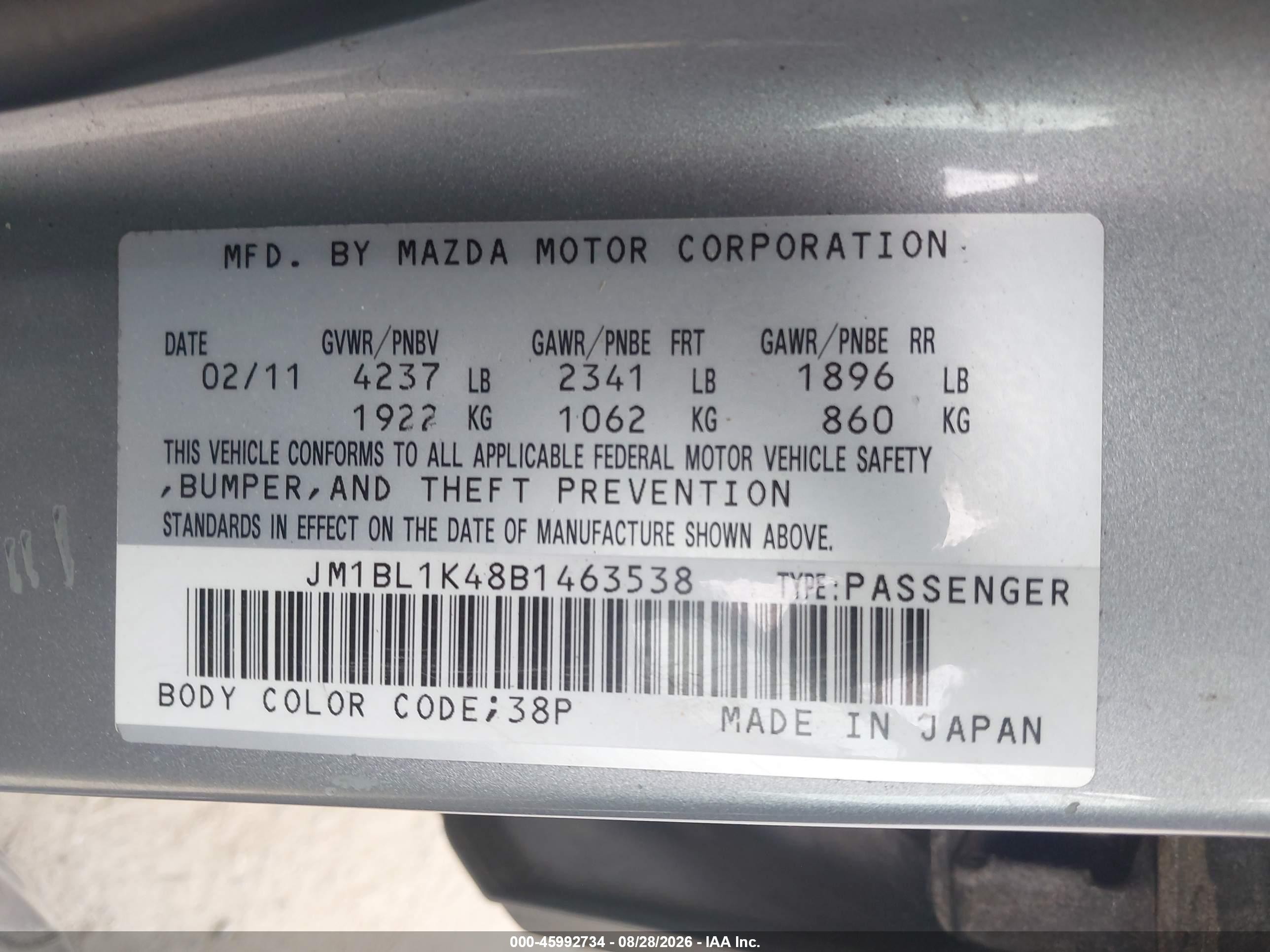 2011 Mazda Mazdaspeed3 Sport Silver vin: JM1BL1K48B1463538