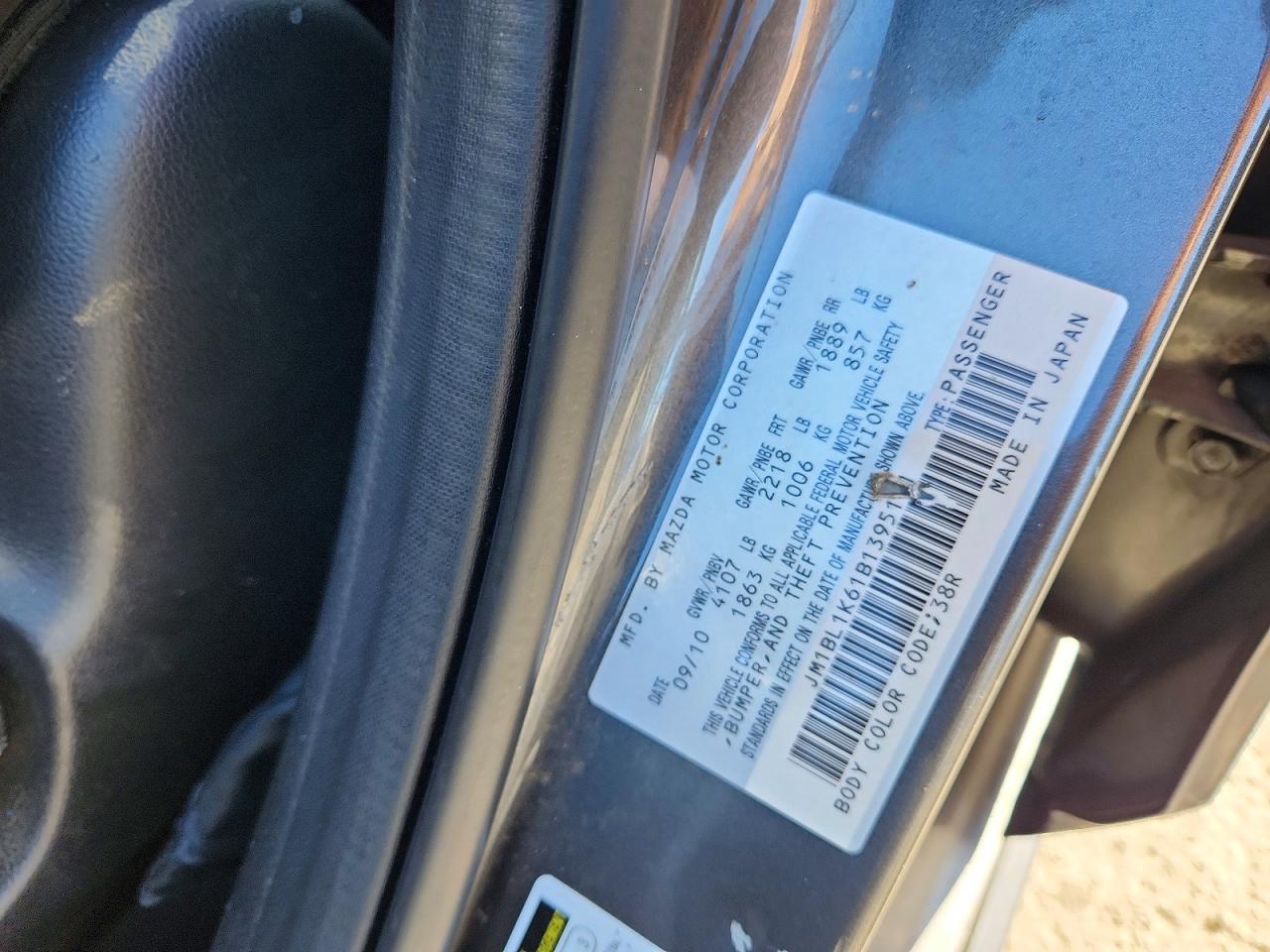 2011 Mazda 3 S Charcoal vin: JM1BL1K61B1395181