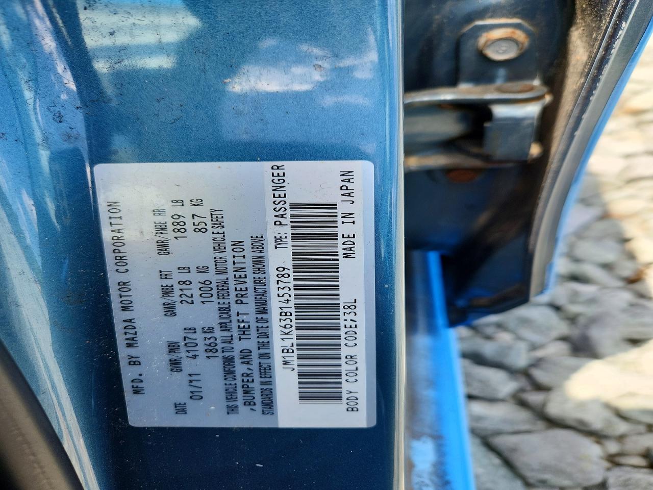 2011 Mazda 3 S Blue vin: JM1BL1K63B1453789