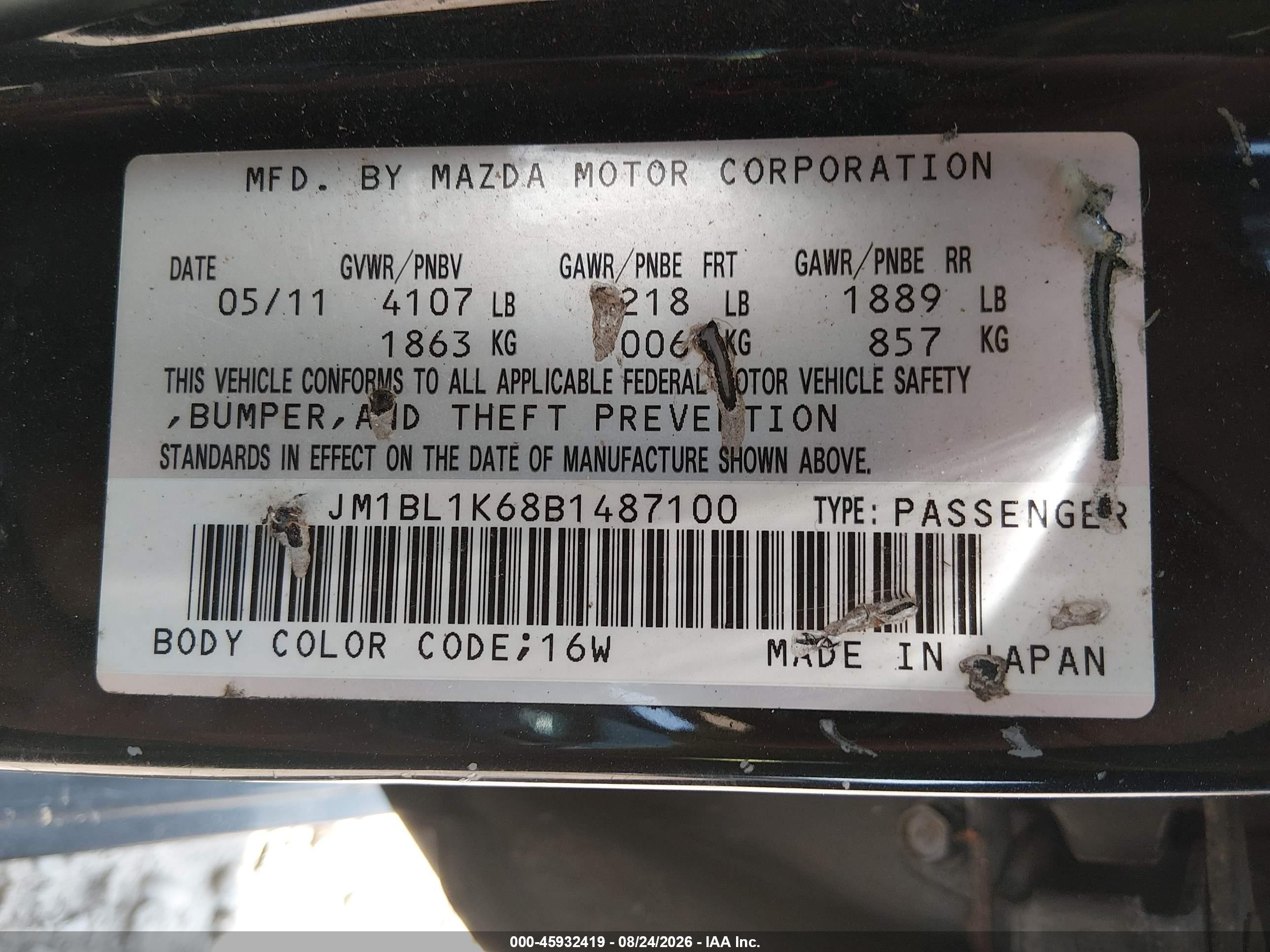 2011 Mazda Mazda3 S Sport Black vin: JM1BL1K68B1487100