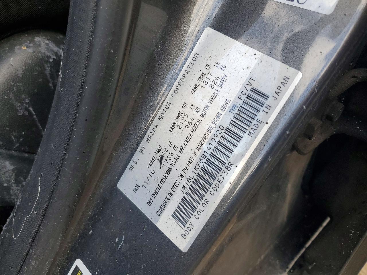 2011 Mazda 3 I Черный vin: JM1BL1KF3B1419920