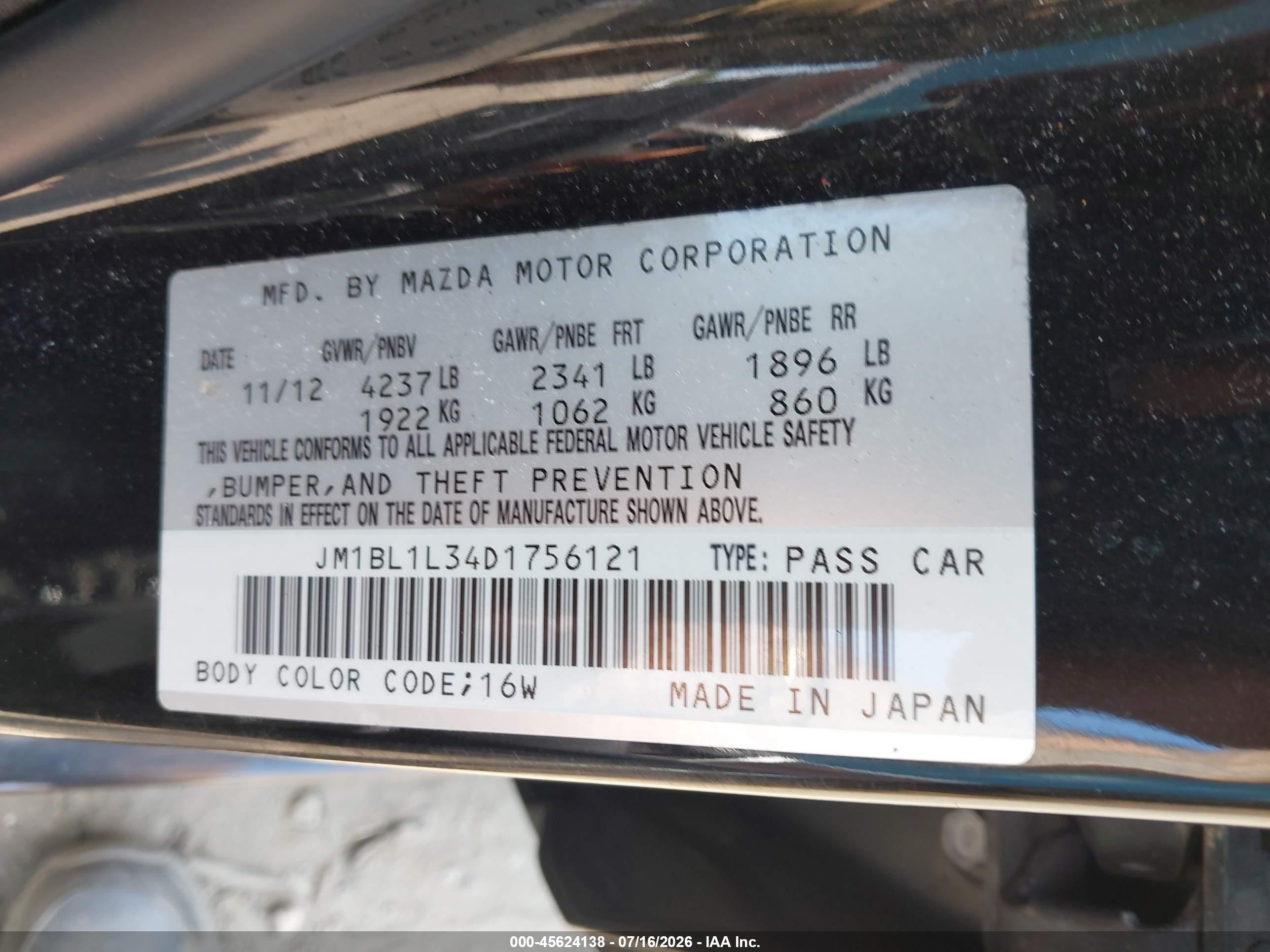 2013 Mazda Mazdaspeed3 Touring Black vin: JM1BL1L34D1756121