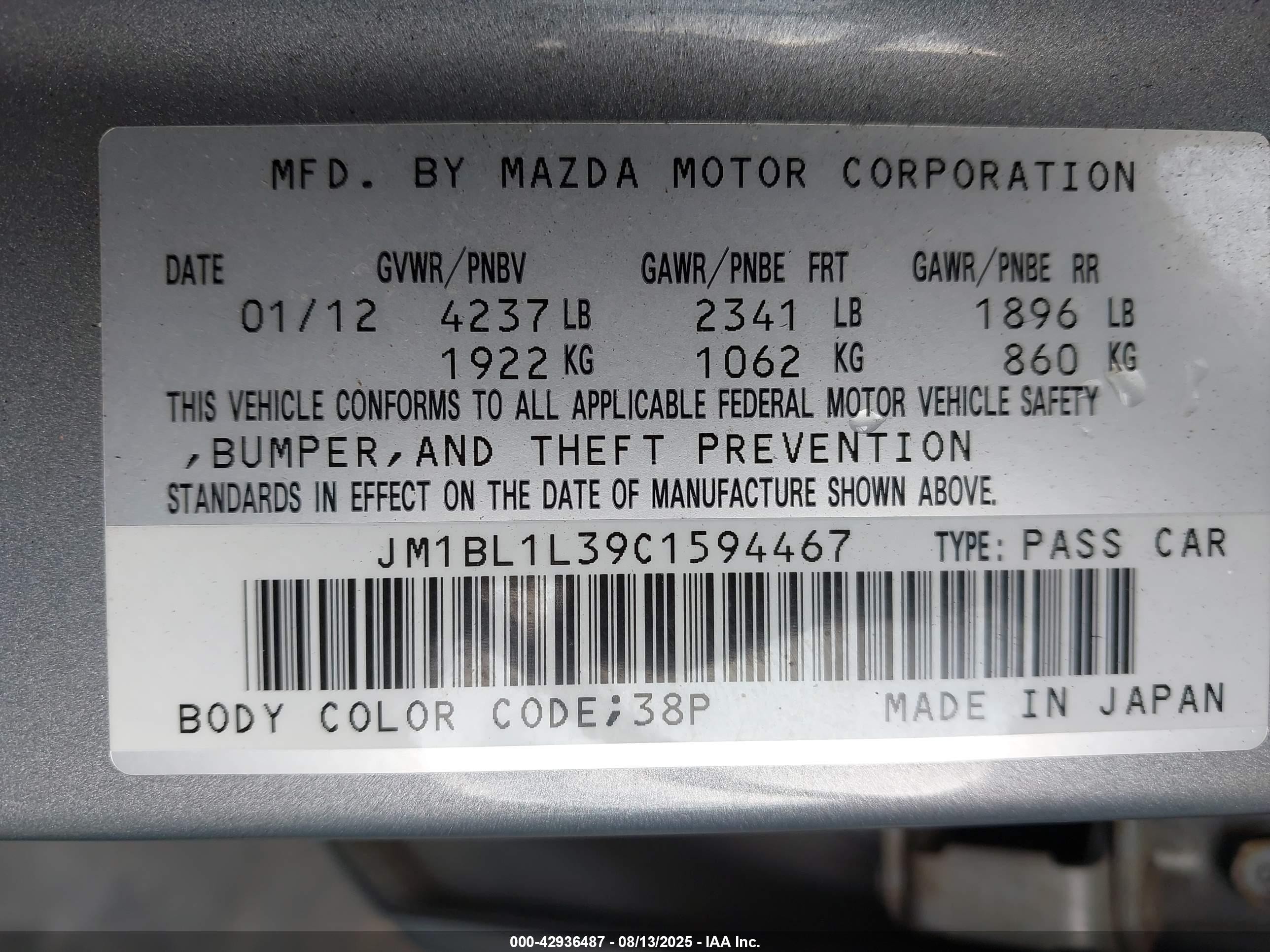 2012 Mazda Mazdaspeed3 Touring Silver vin: JM1BL1L39C1594467