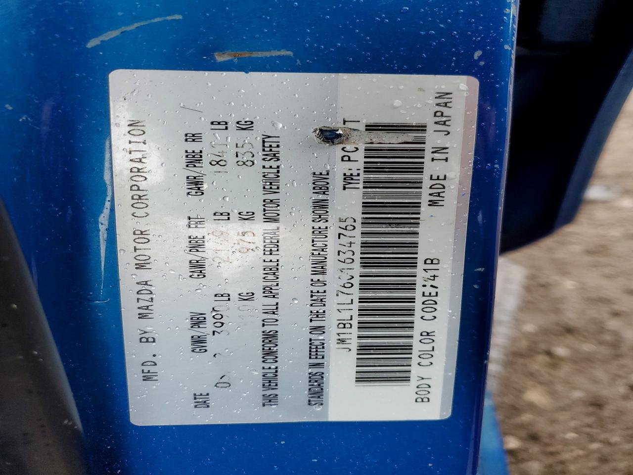 2012 Mazda 3 I Blue vin: JM1BL1L76C1634765