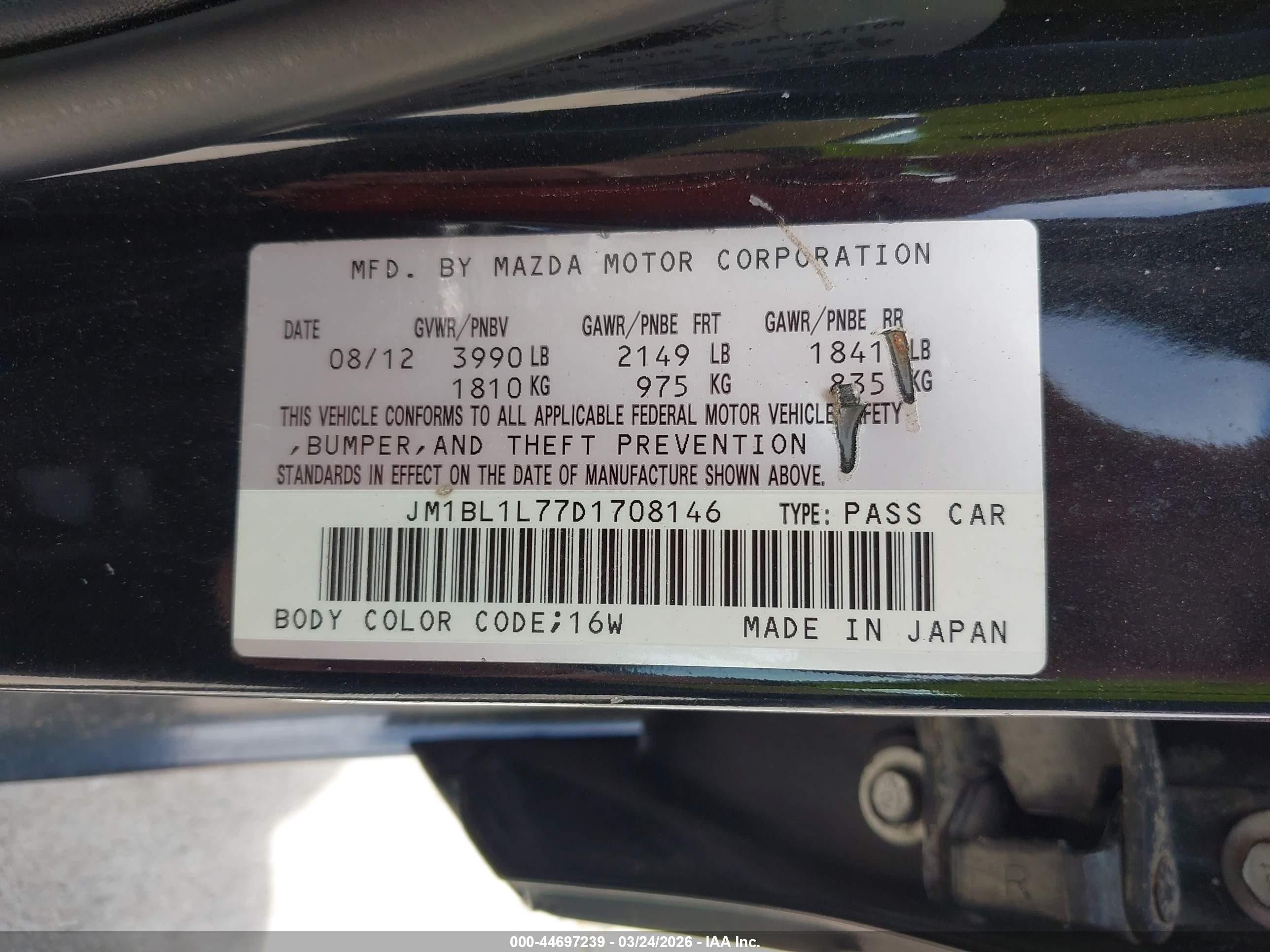 2013 Mazda Mazda3 I Touring Black vin: JM1BL1L77D1708146