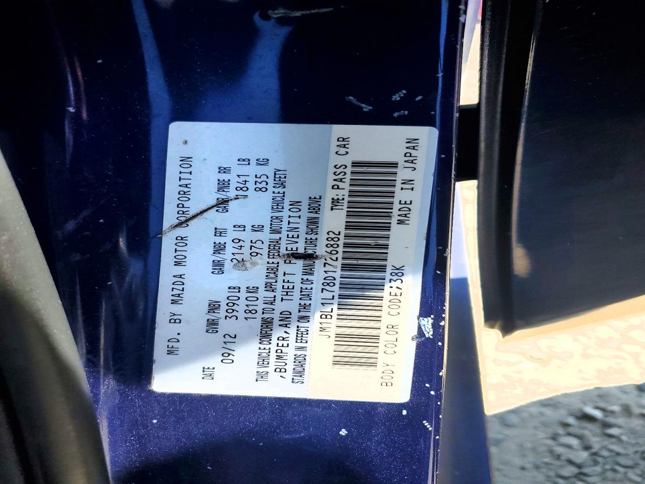 2013 Mazda 3 I Blue vin: JM1BL1L78D1726882