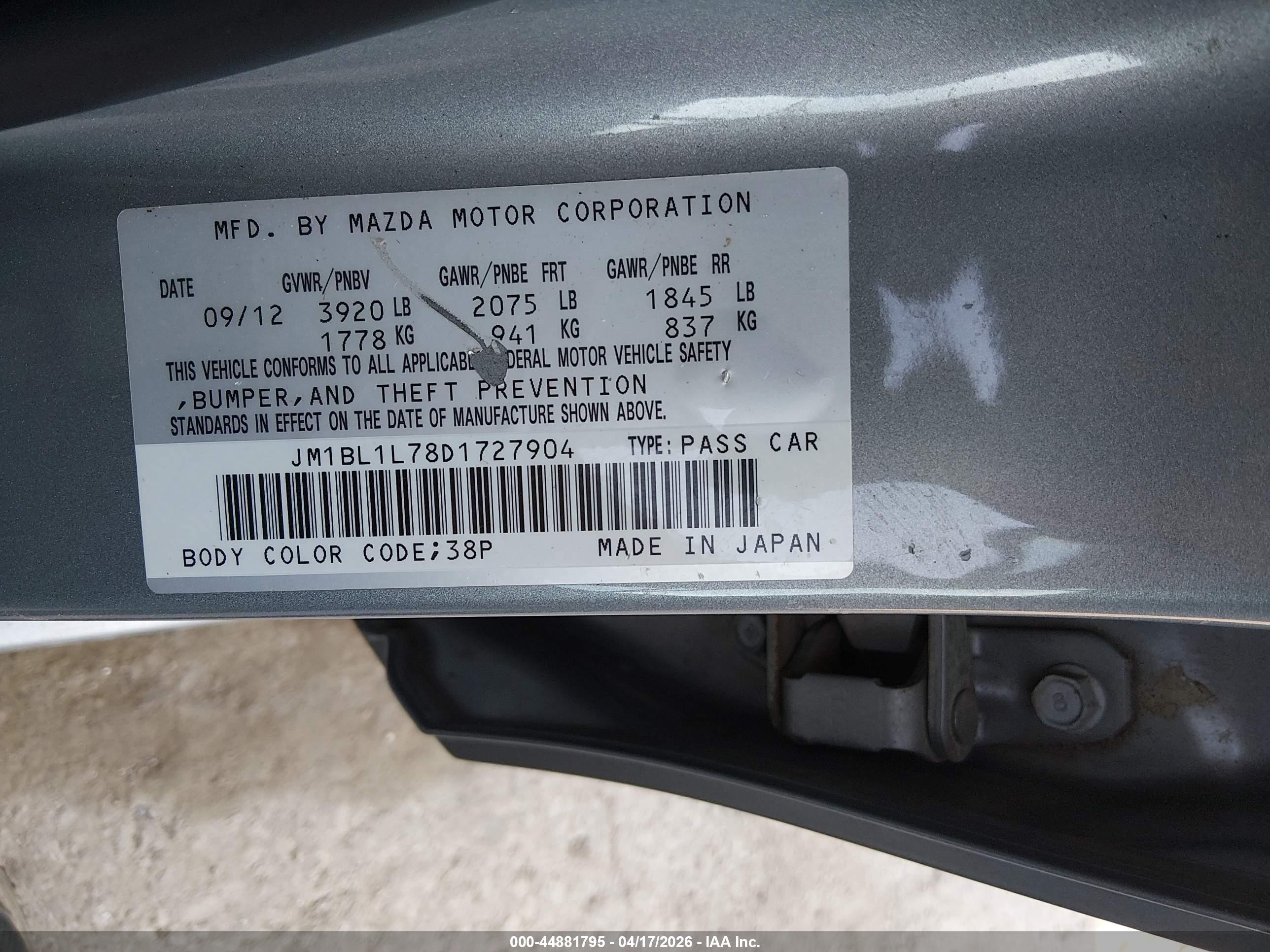 2013 Mazda Mazda3 I Touring Silver vin: JM1BL1L78D1727904