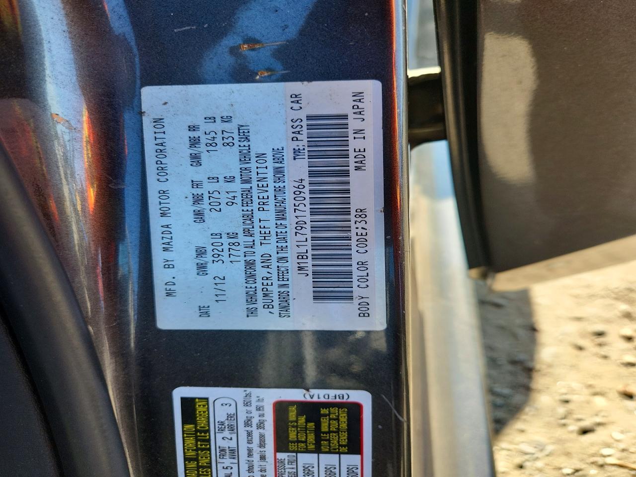 2013 Mazda 3 I Charcoal vin: JM1BL1L79D1750964
