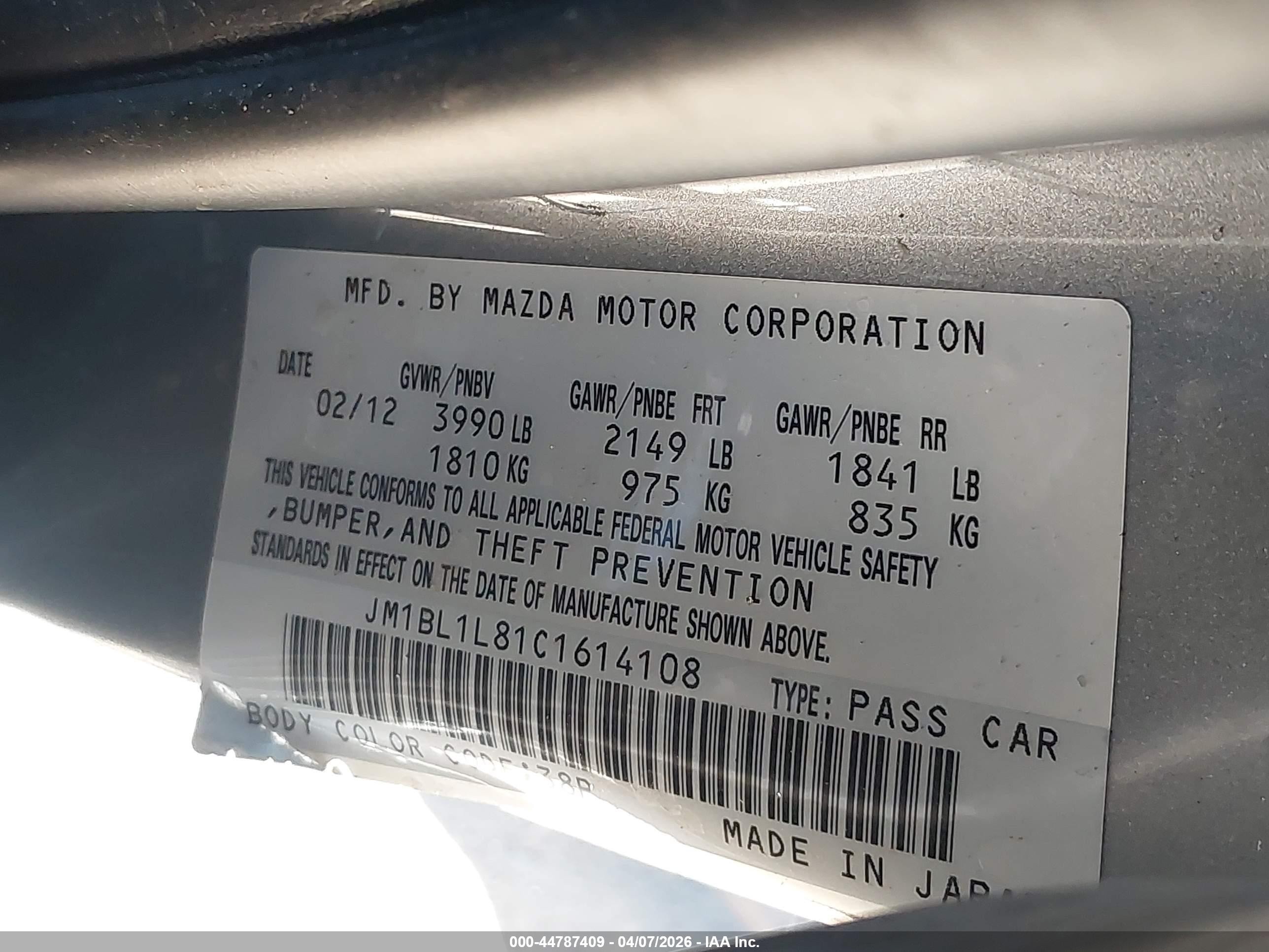 2012 Mazda Mazda3 I Touring Silver vin: JM1BL1L81C1614108
