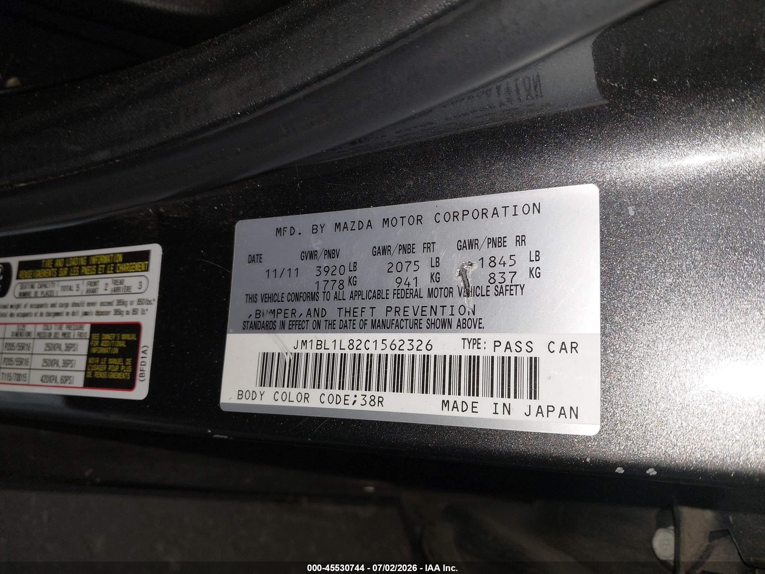 2012 Mazda Mazda3 I Touring Gray vin: JM1BL1L82C1562326