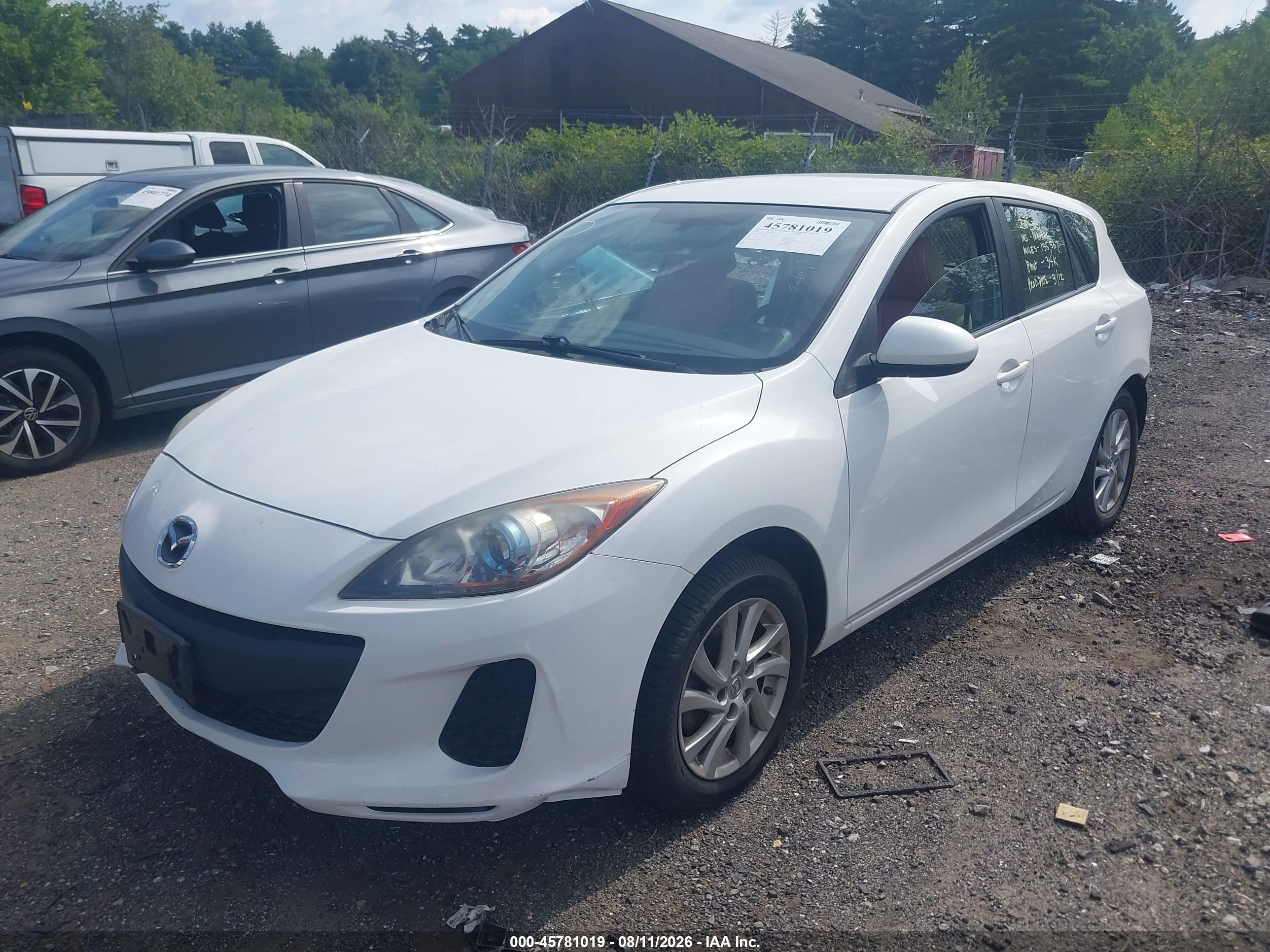 2012 Mazda Mazda3 I Touring White vin: JM1BL1L85C1639044