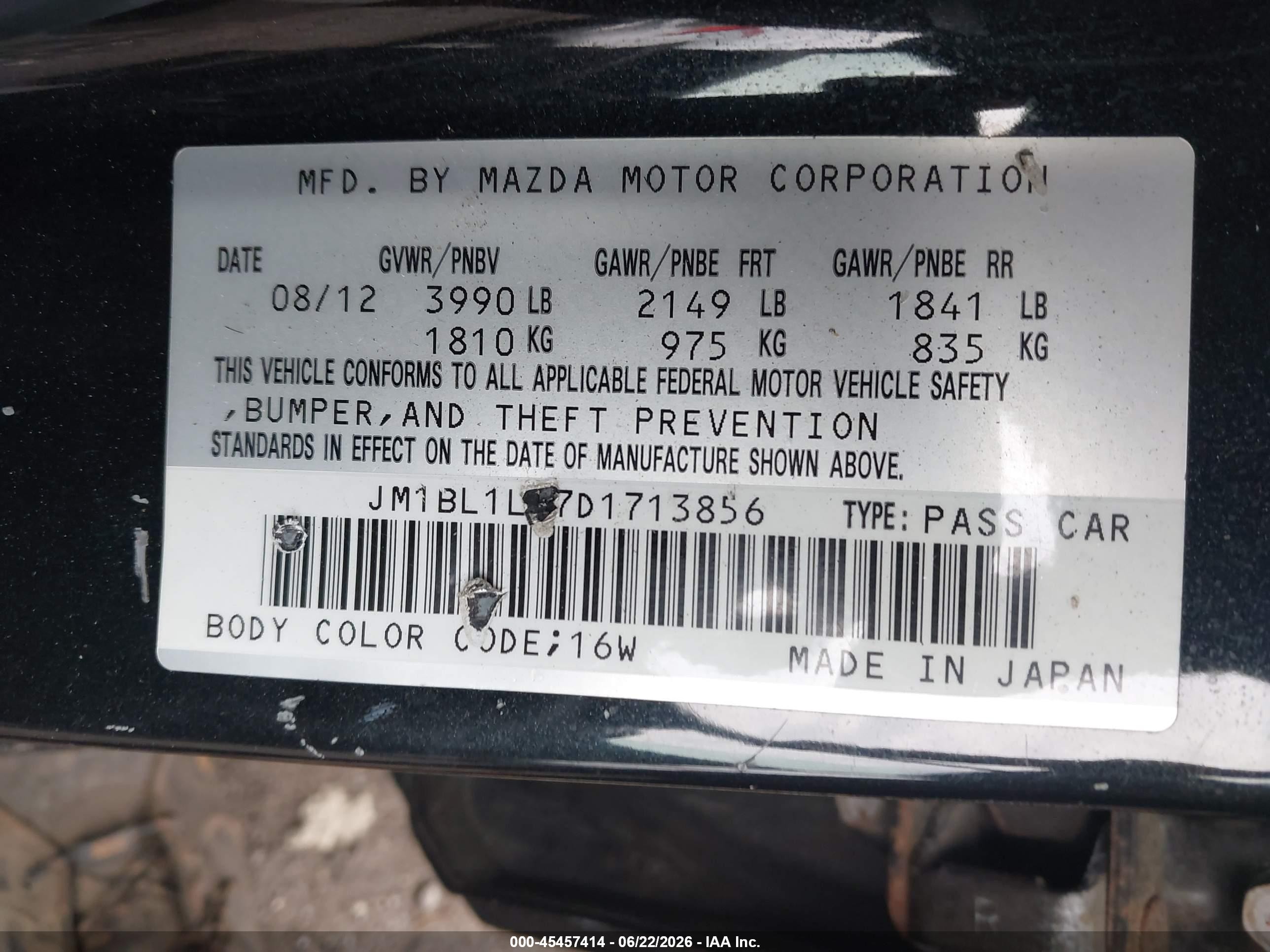 2013 Mazda Mazda3 I Touring Black vin: JM1BL1L87D1713856