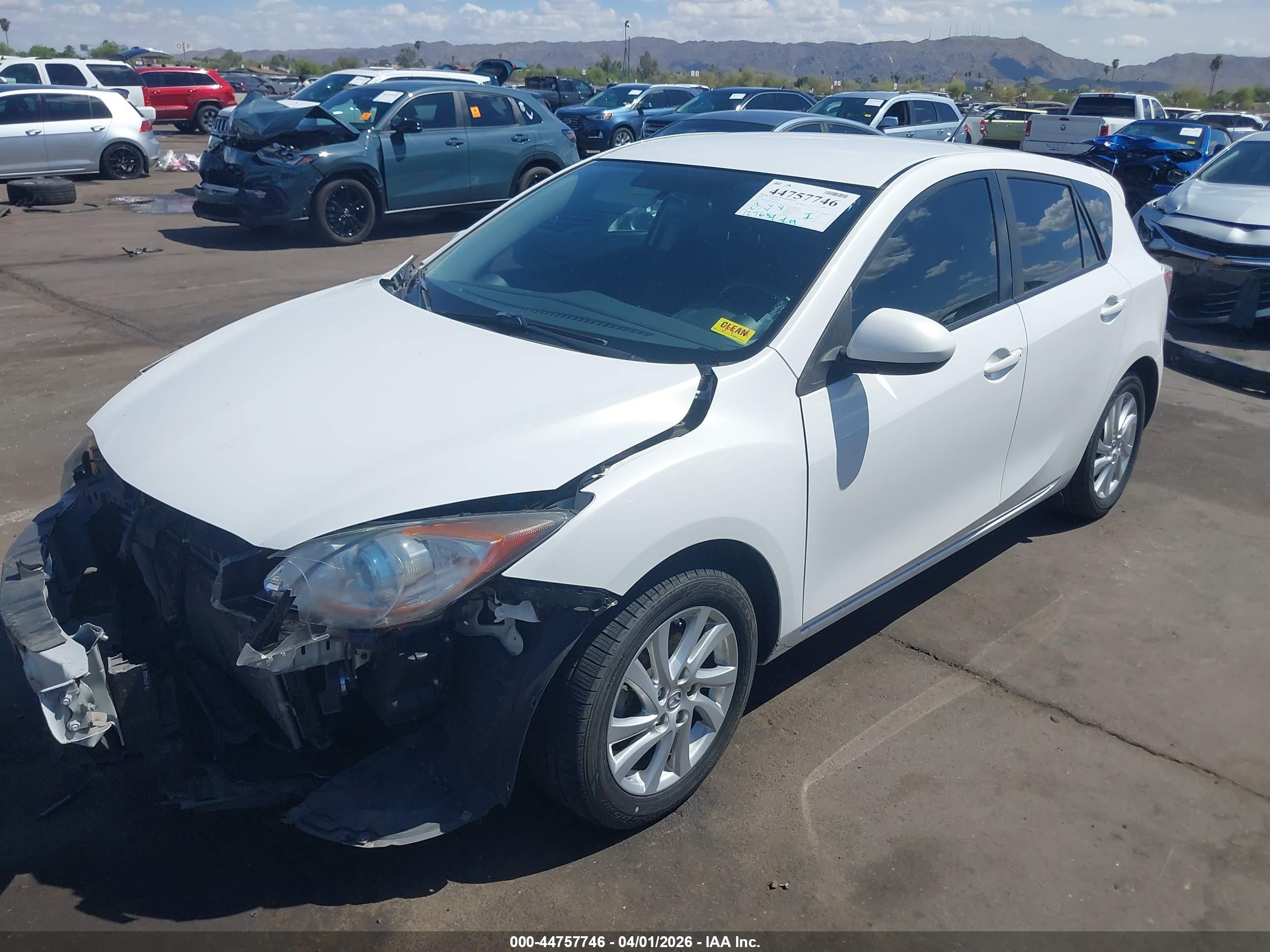 2012 Mazda Mazda3 I Touring White vin: JM1BL1L89C1604166