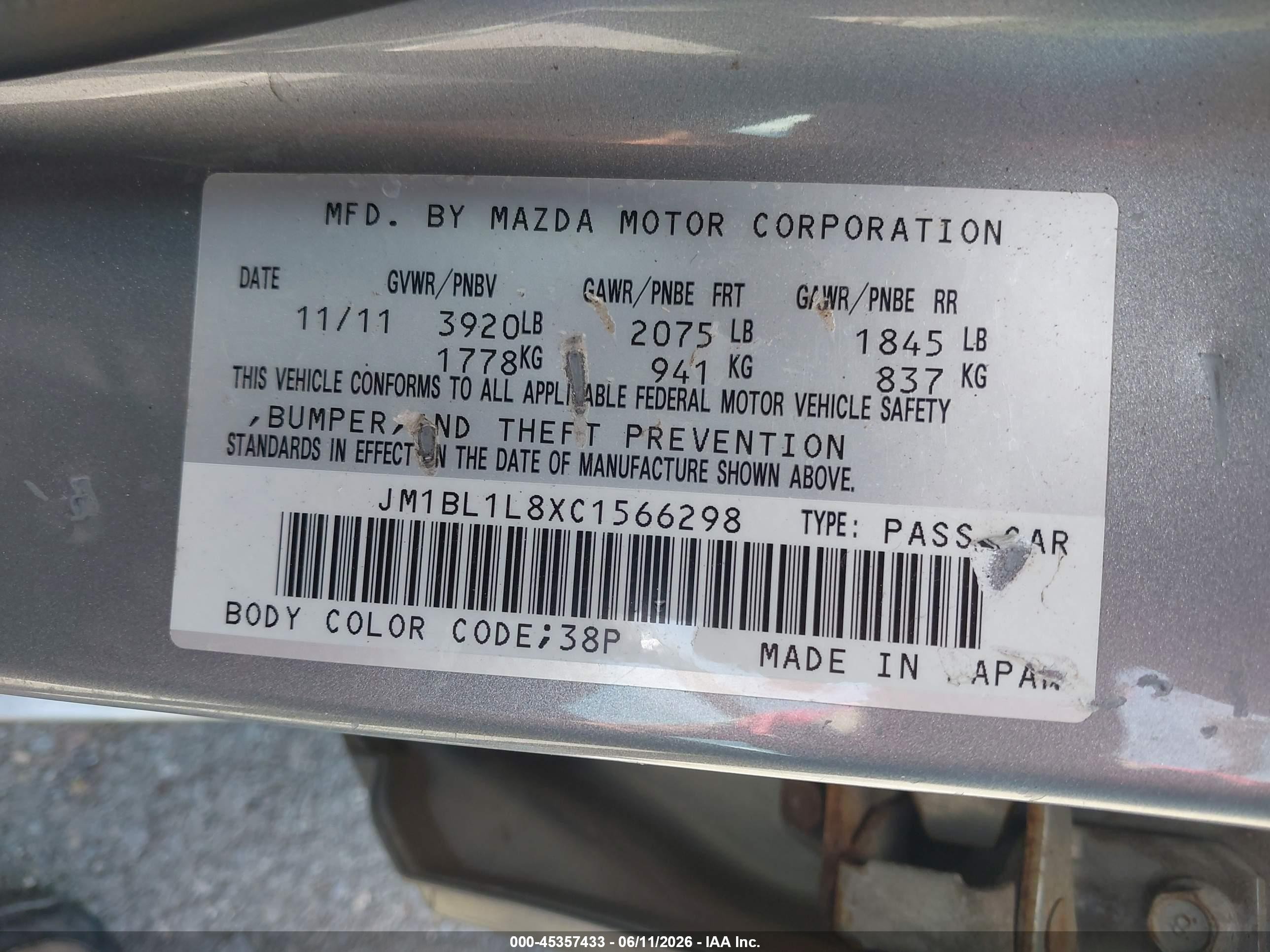 2012 Mazda Mazda3 I Touring Silver vin: JM1BL1L8XC1566298