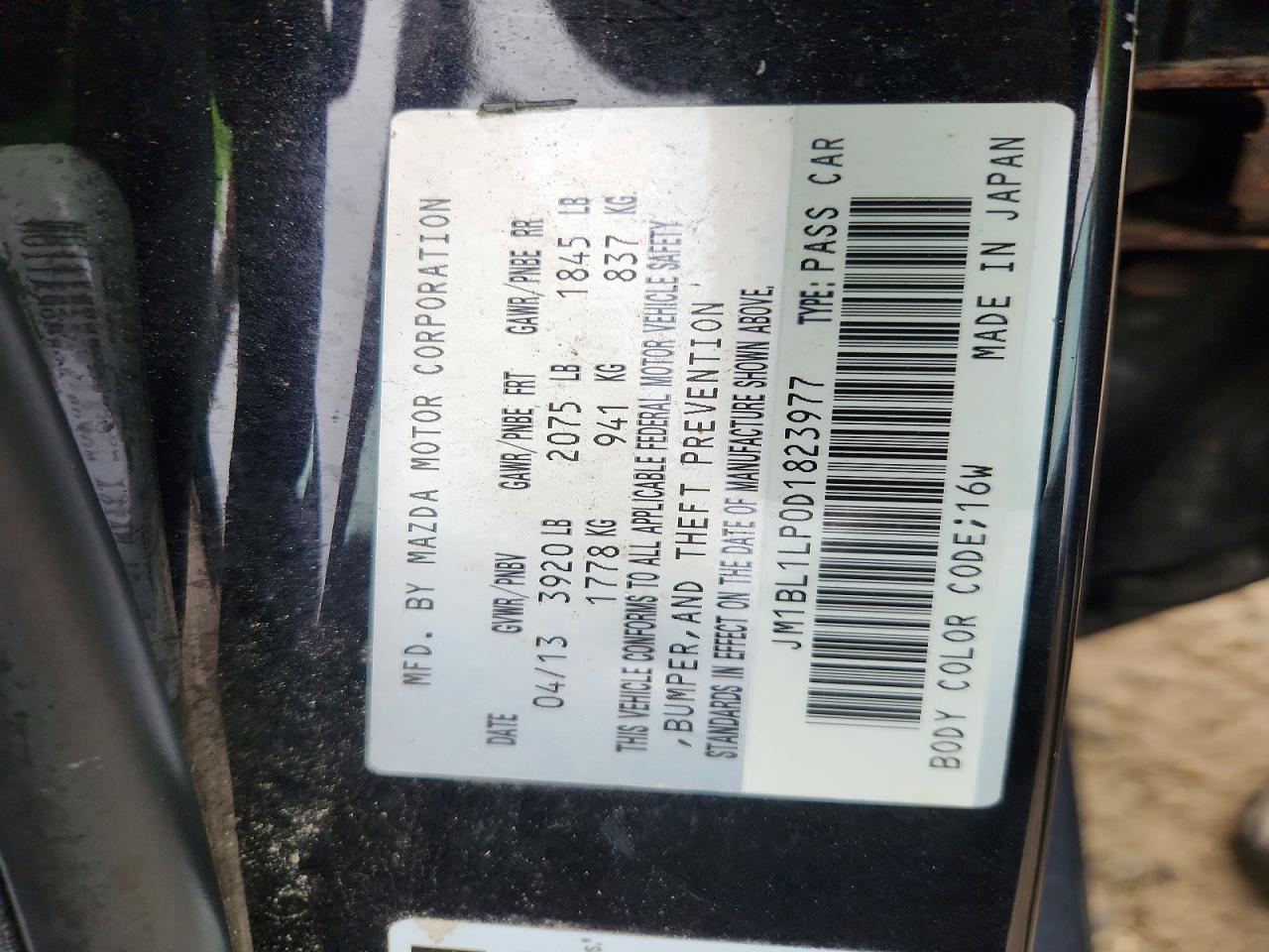 2013 Mazda 3 I Black vin: JM1BL1LP0D1823977