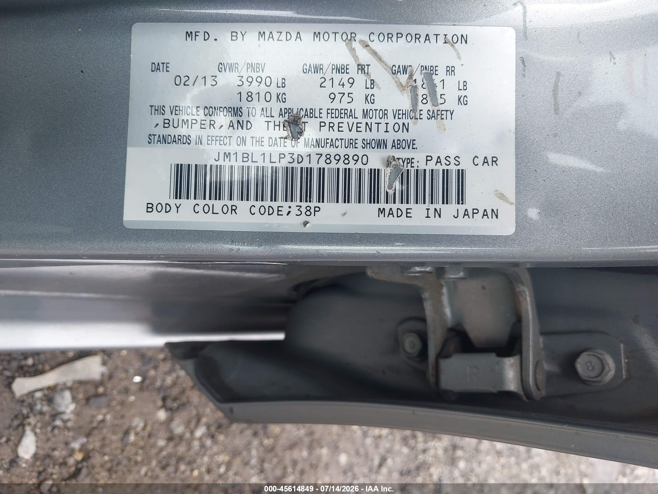 2013 Mazda Mazda3 I Touring Gray vin: JM1BL1LP3D1789890