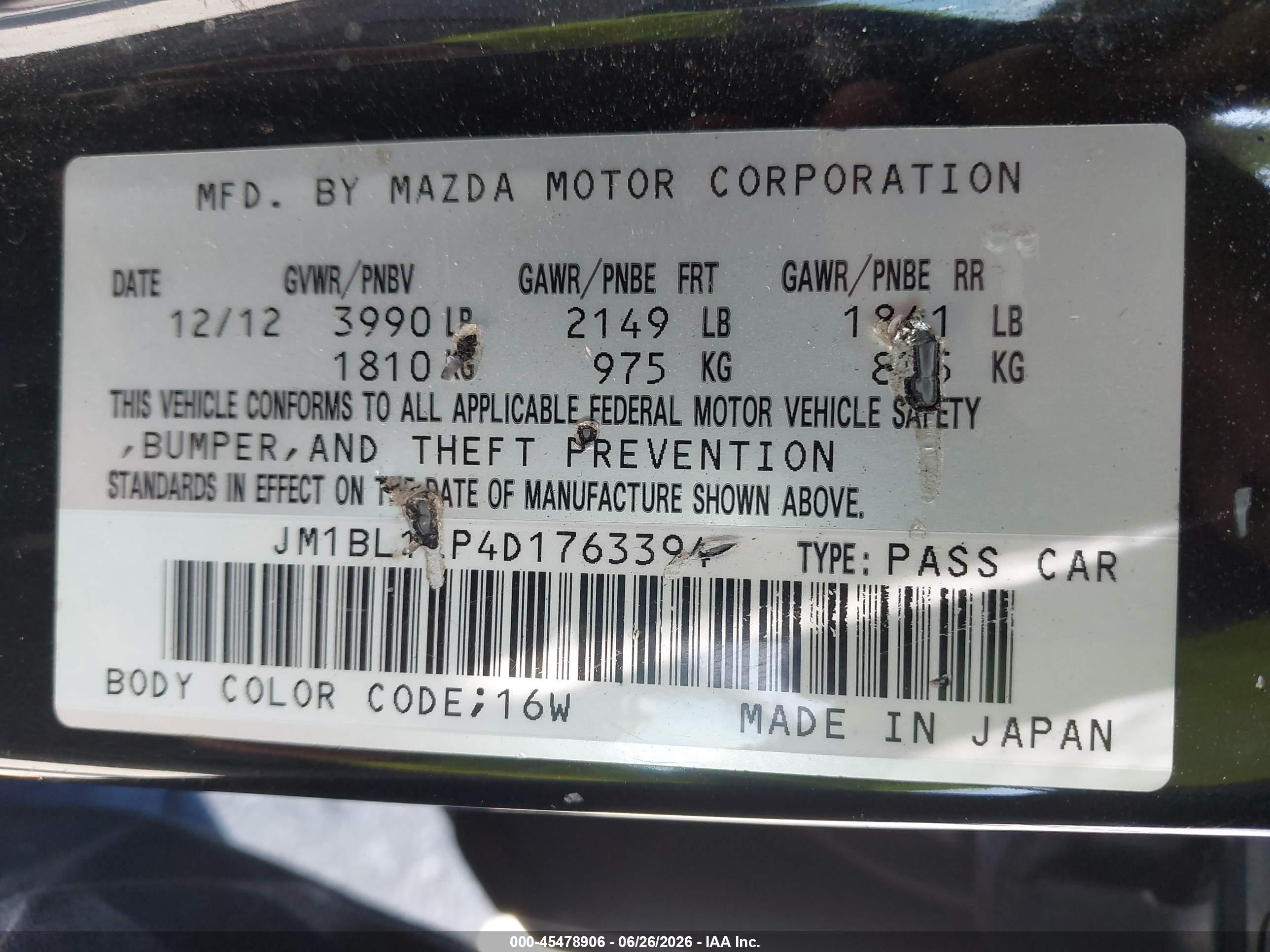 2013 Mazda Mazda3 I Touring Black vin: JM1BL1LP4D1763394