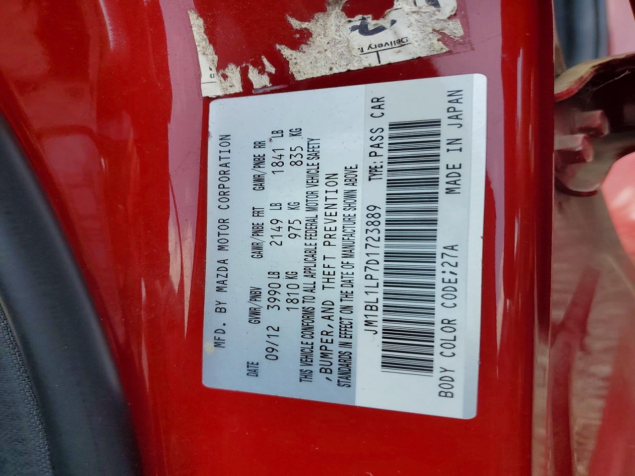2013 Mazda 3 I Red vin: JM1BL1LP7D1723889