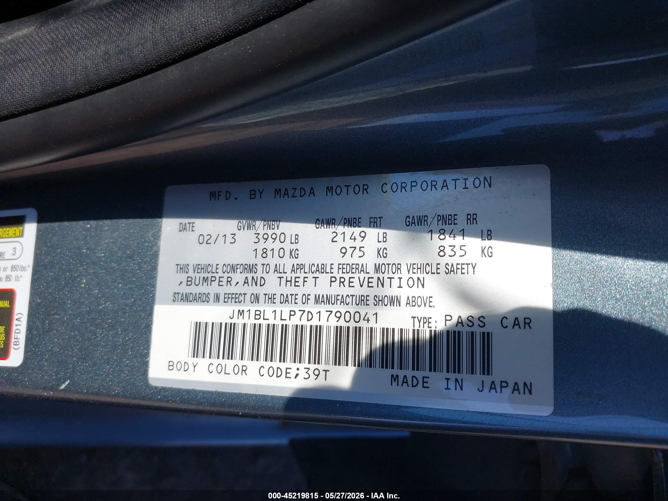 2013 Mazda Mazda3 I Touring Gray vin: JM1BL1LP7D1790041