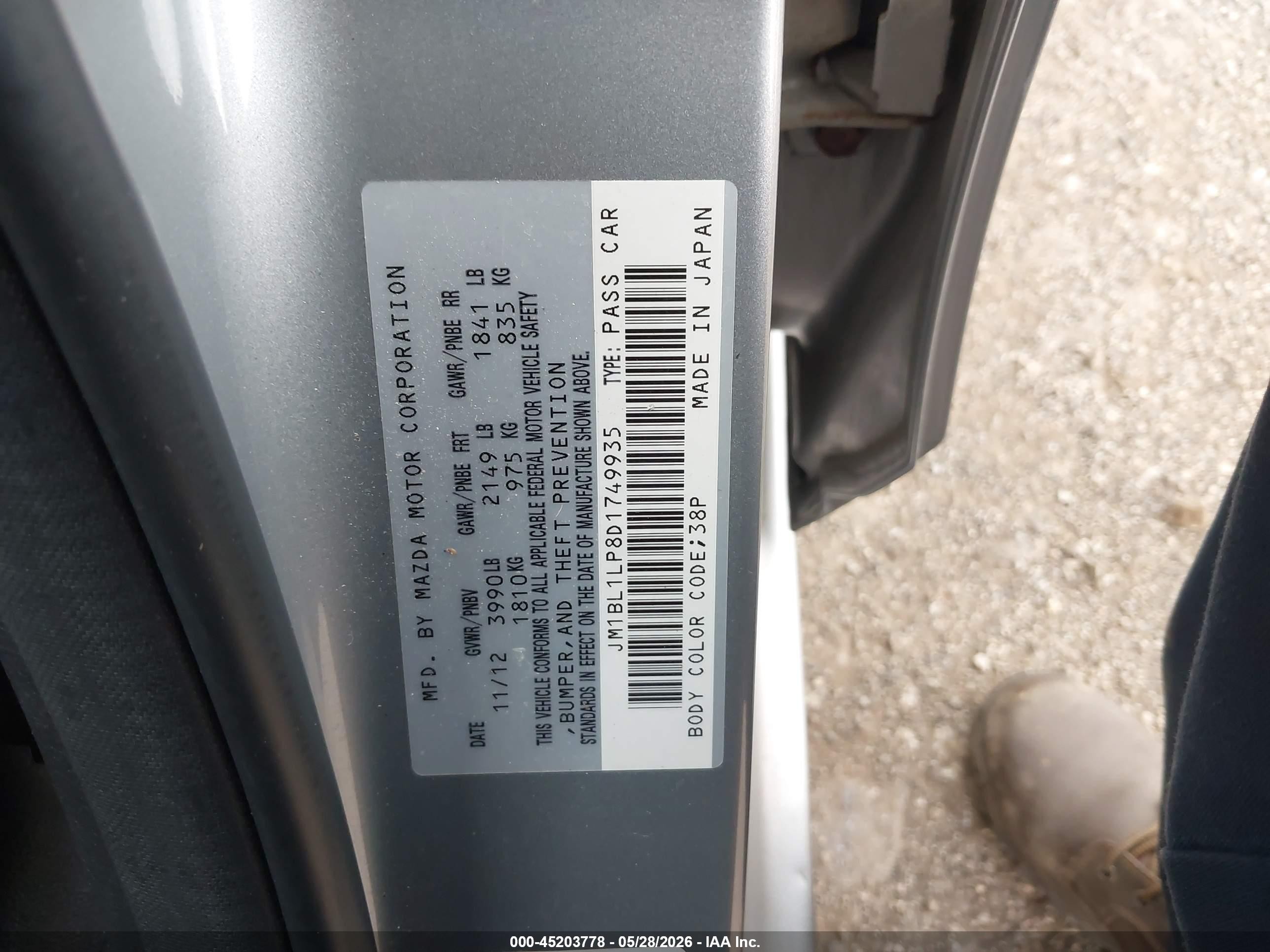 2013 Mazda Mazda3 I Touring Silver vin: JM1BL1LP8D1749935