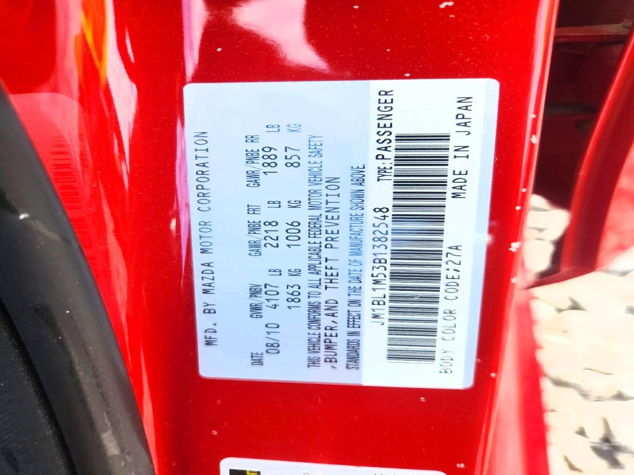 2011 Mazda 3 S Red vin: JM1BL1M53B1382548