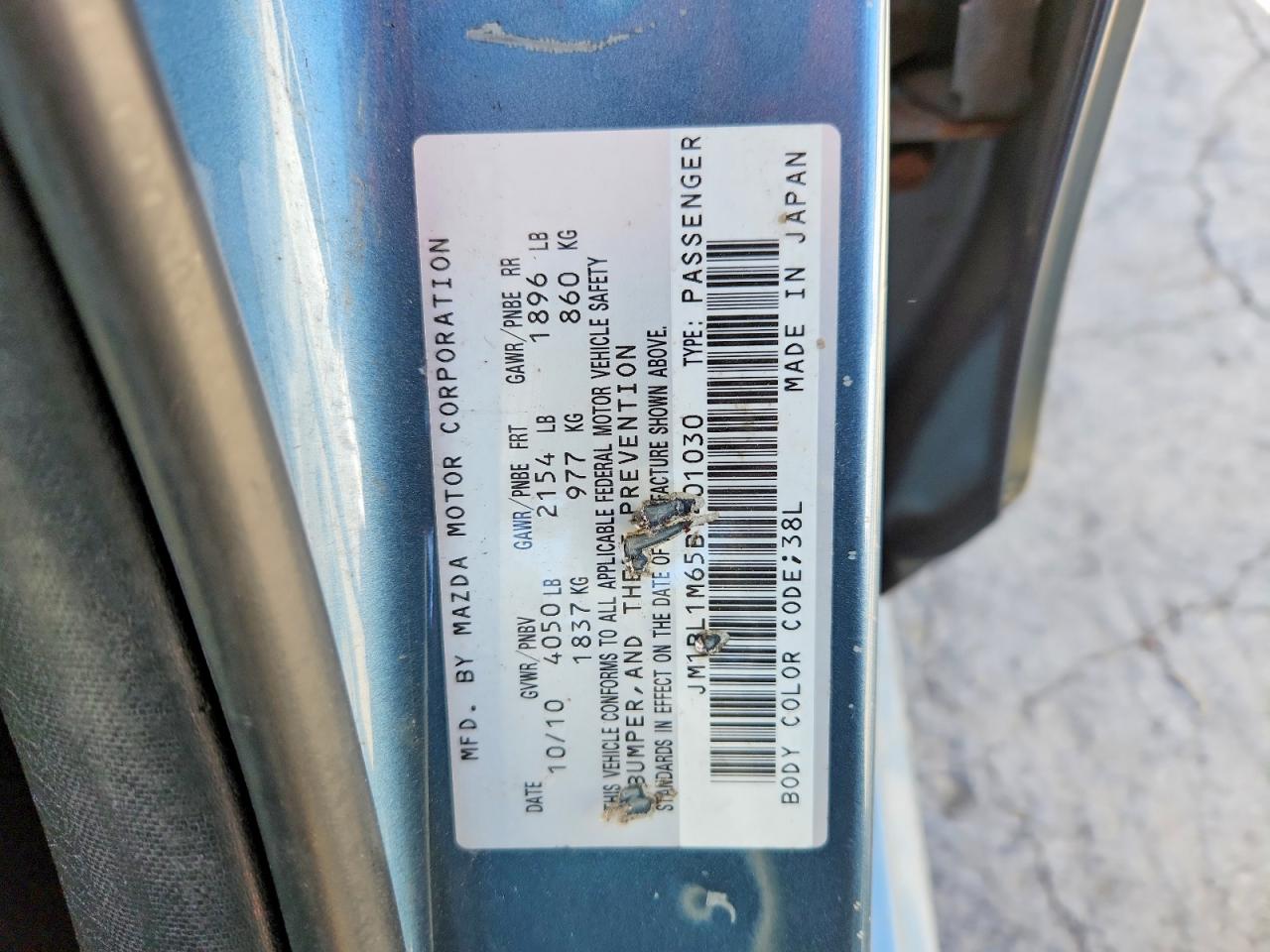 2011 Mazda 3 S Blue vin: JM1BL1M65B1401030