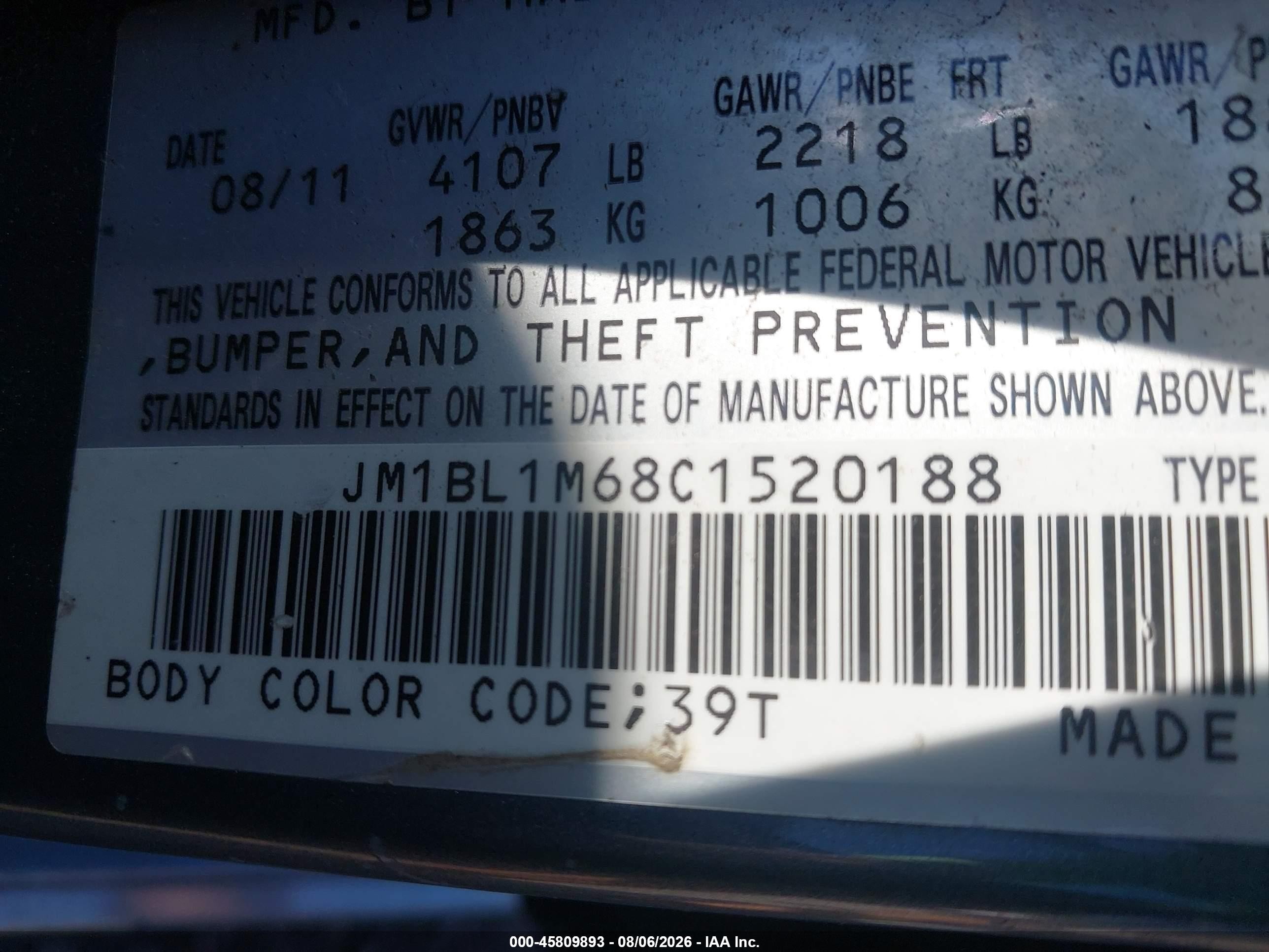 2012 Mazda 3 S Blue vin: JM1BL1M68C1520188