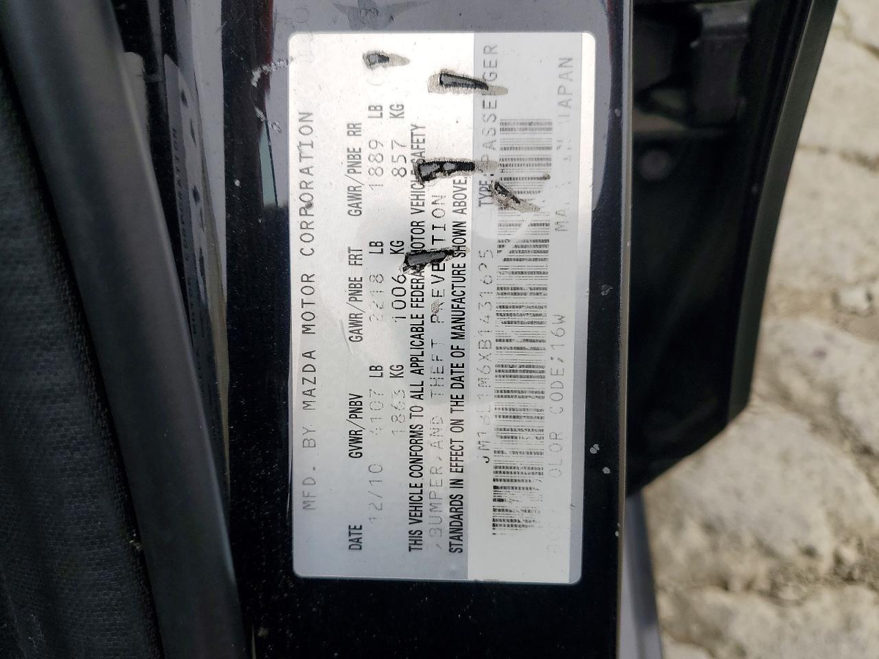 2011 Mazda 3 S Black vin: JM1BL1M6XB1431625