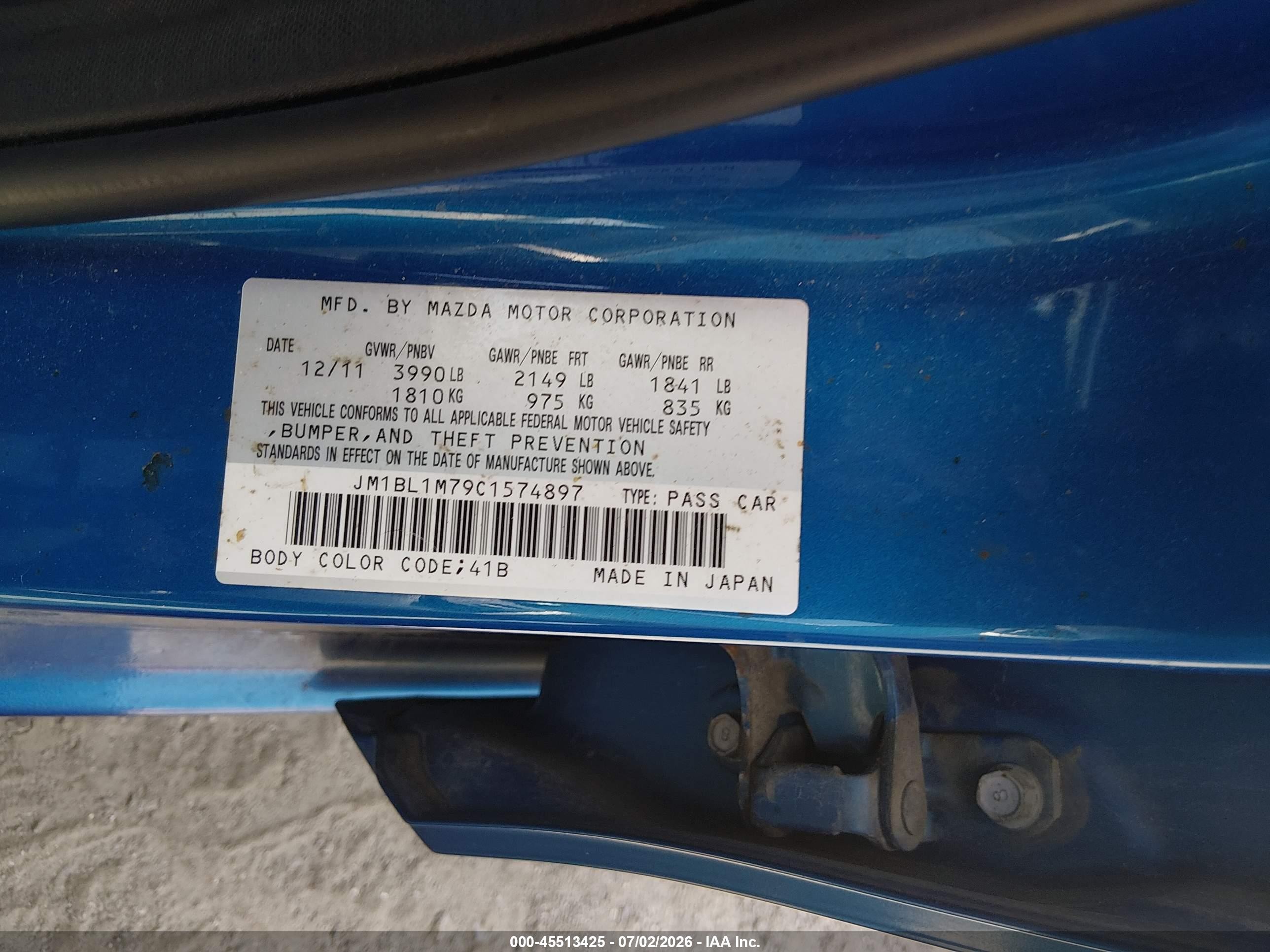 2012 Mazda Mazda3 I Grand Touring Blue vin: JM1BL1M79C1574897