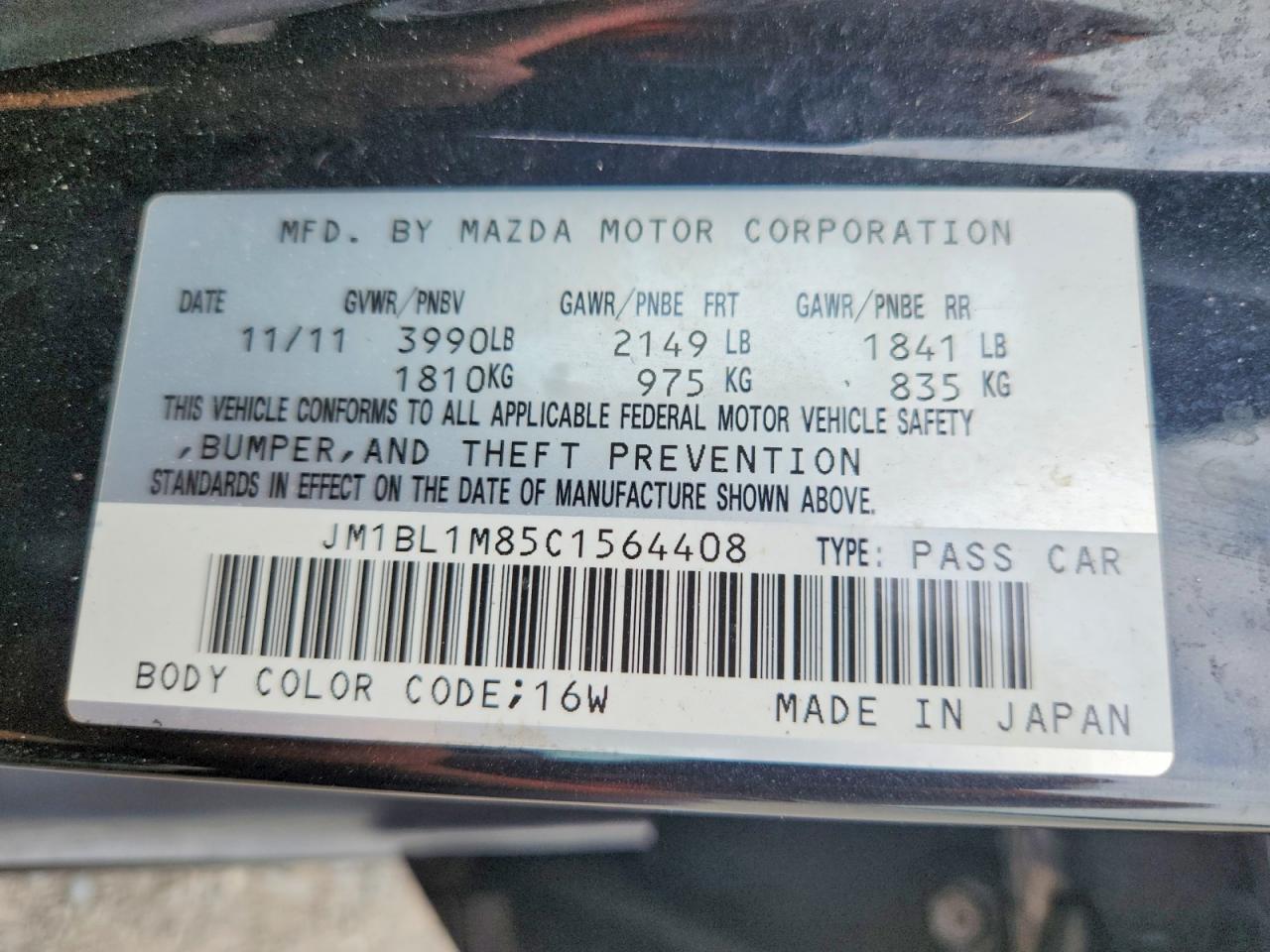 2012 Mazda 3 I Charcoal vin: JM1BL1M85C1564408