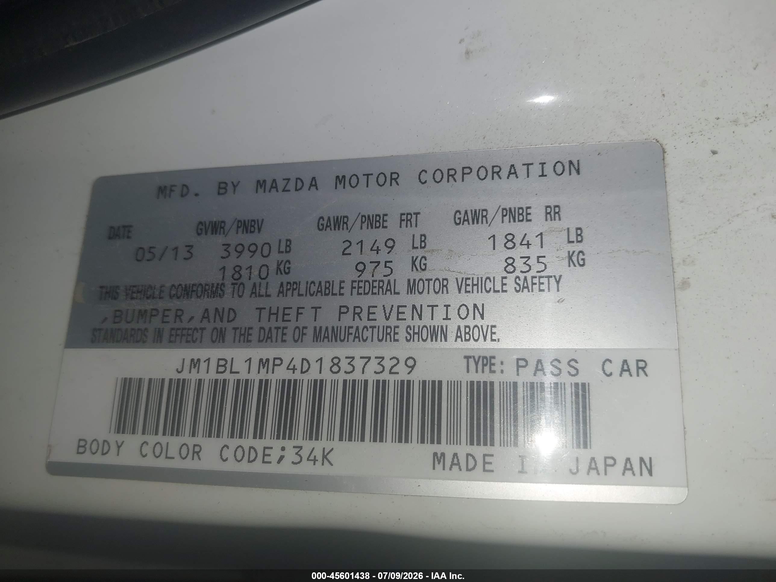 2013 Mazda Mazda3 I Grand Touring White vin: JM1BL1MP4D1837329