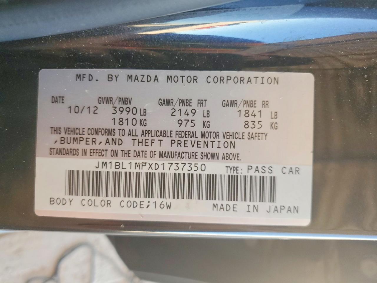 2013 Mazda 3 I Black vin: JM1BL1MPXD1737350