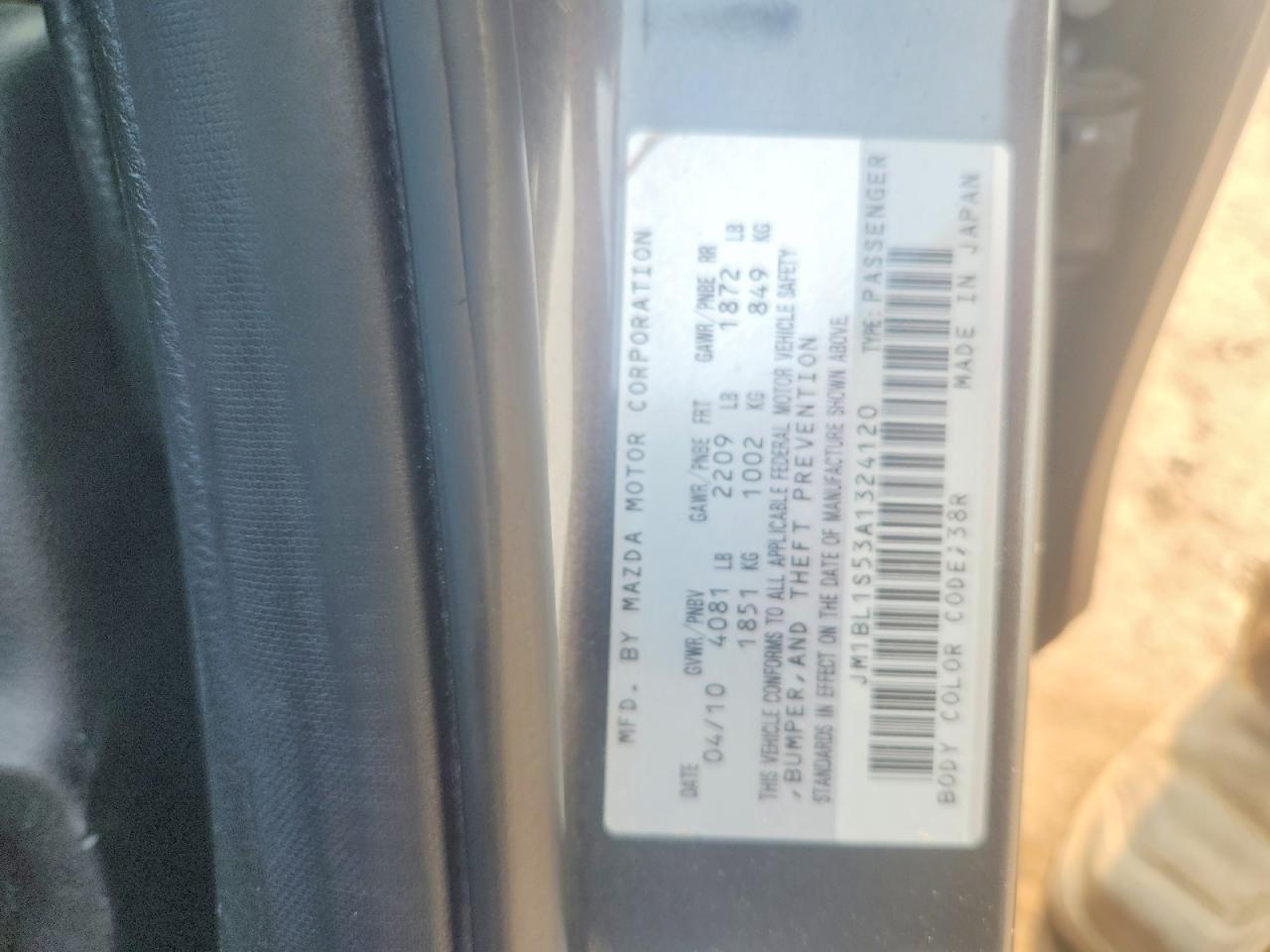 2010 Mazda 3 S Угольный vin: JM1BL1S53A1324120