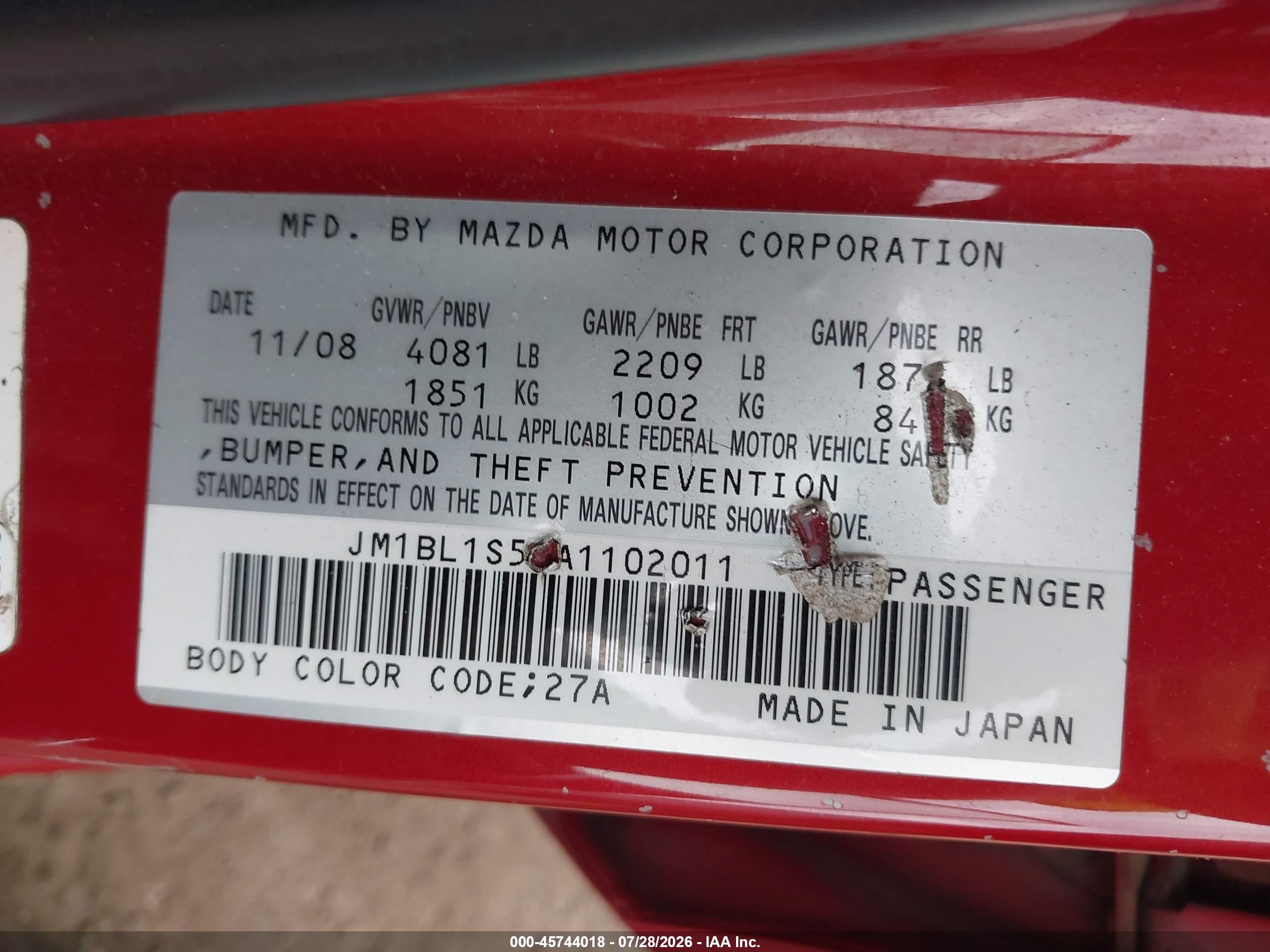 2010 Mazda Mazda3 S Sport Red vin: JM1BL1S56A1102011