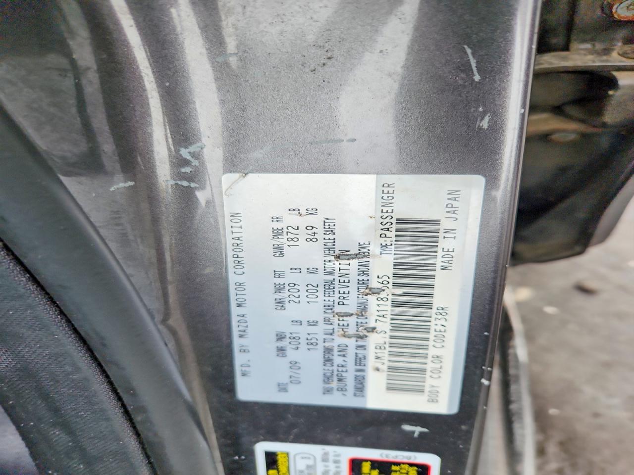 2010 Mazda 3 S Gray vin: JM1BL1S57A1183665