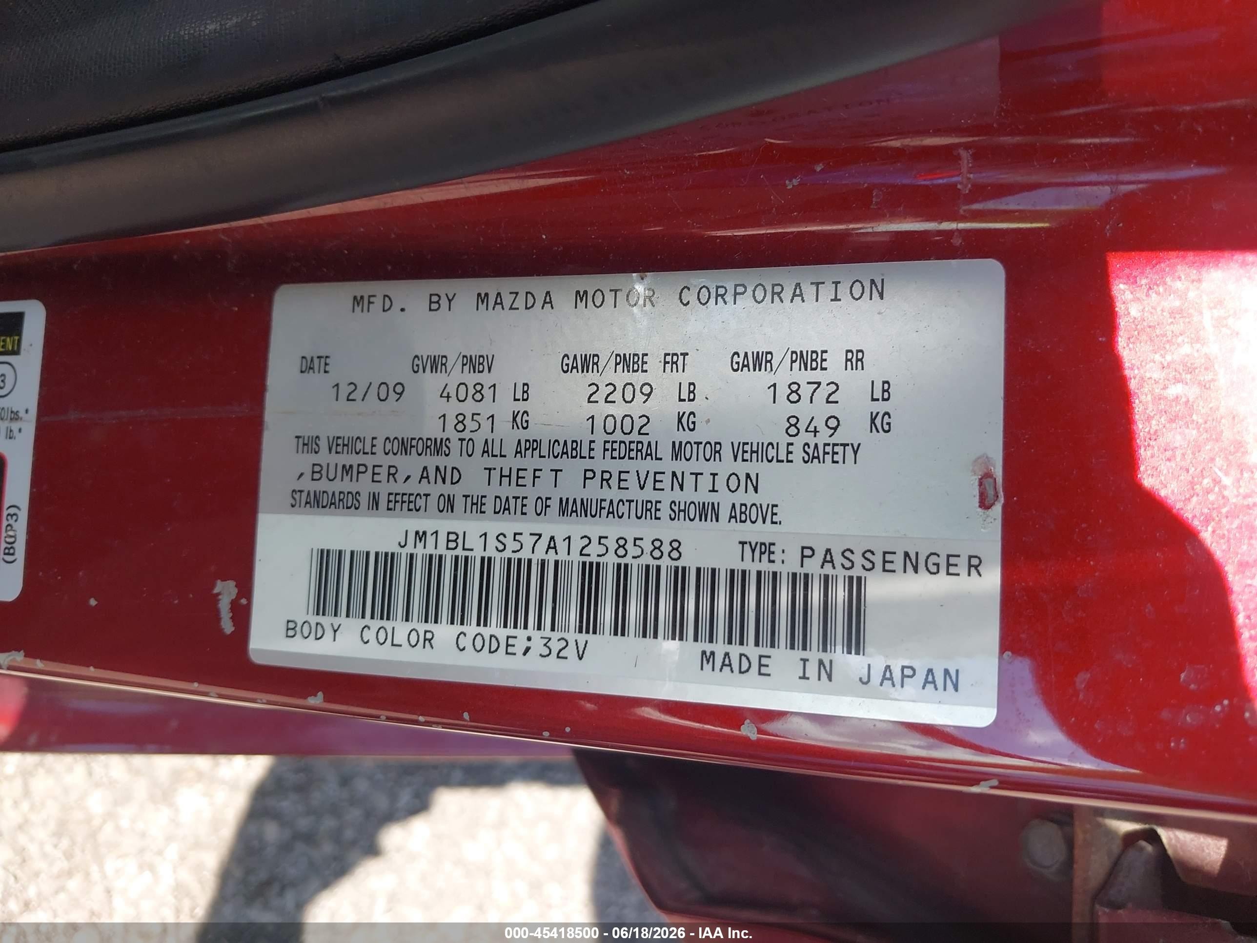 2010 Mazda Mazda3 S Sport Red vin: JM1BL1S57A1258588