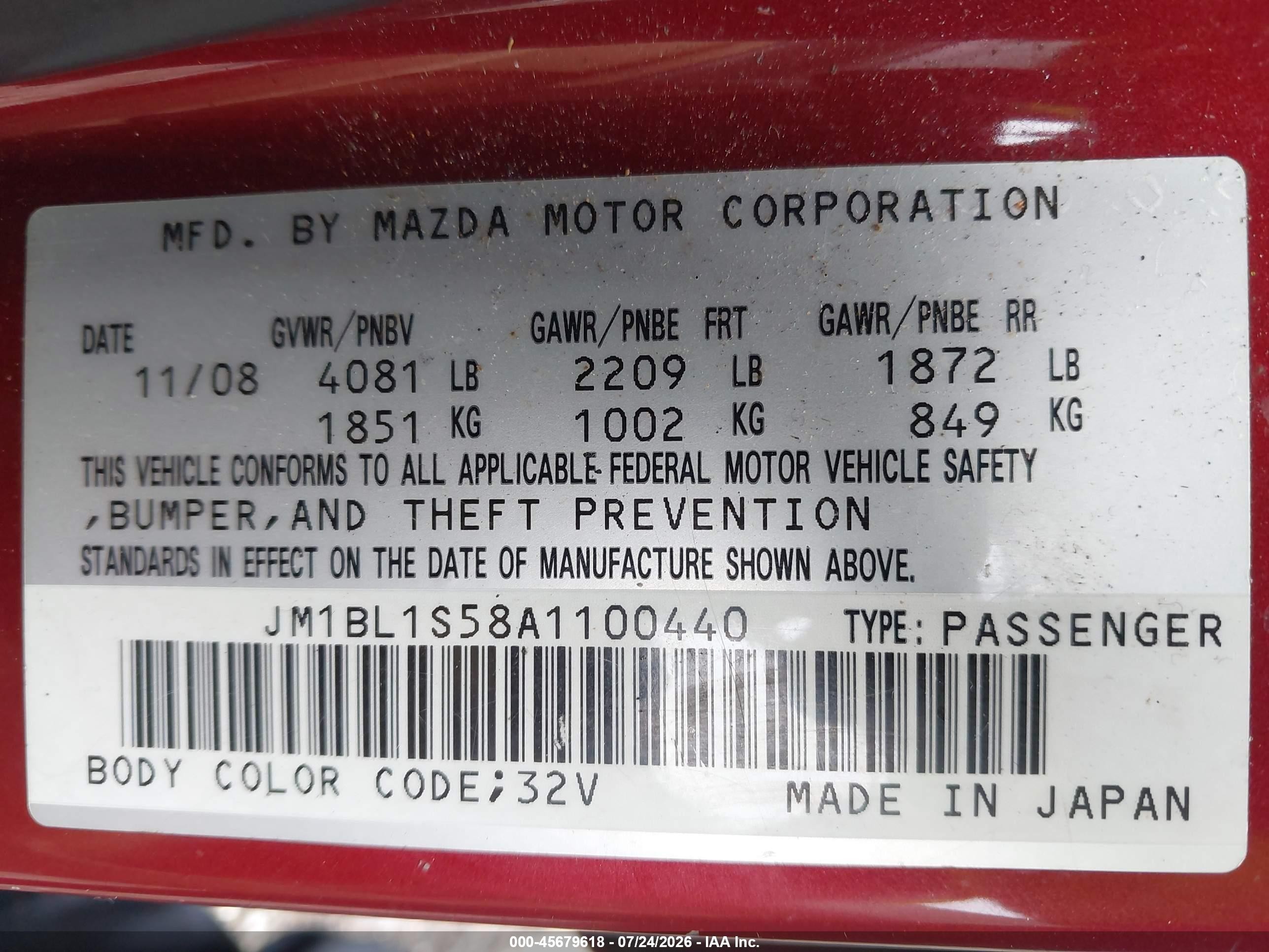 2010 Mazda Mazda3 S Grand Touring Red vin: JM1BL1S58A1100440