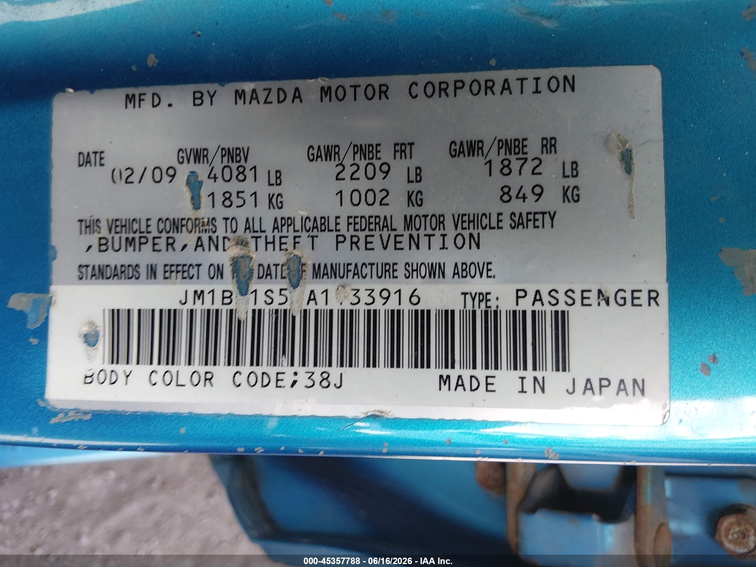 2010 Mazda Mazda3 S Grand Touring Blue vin: JM1BL1S59A1133916